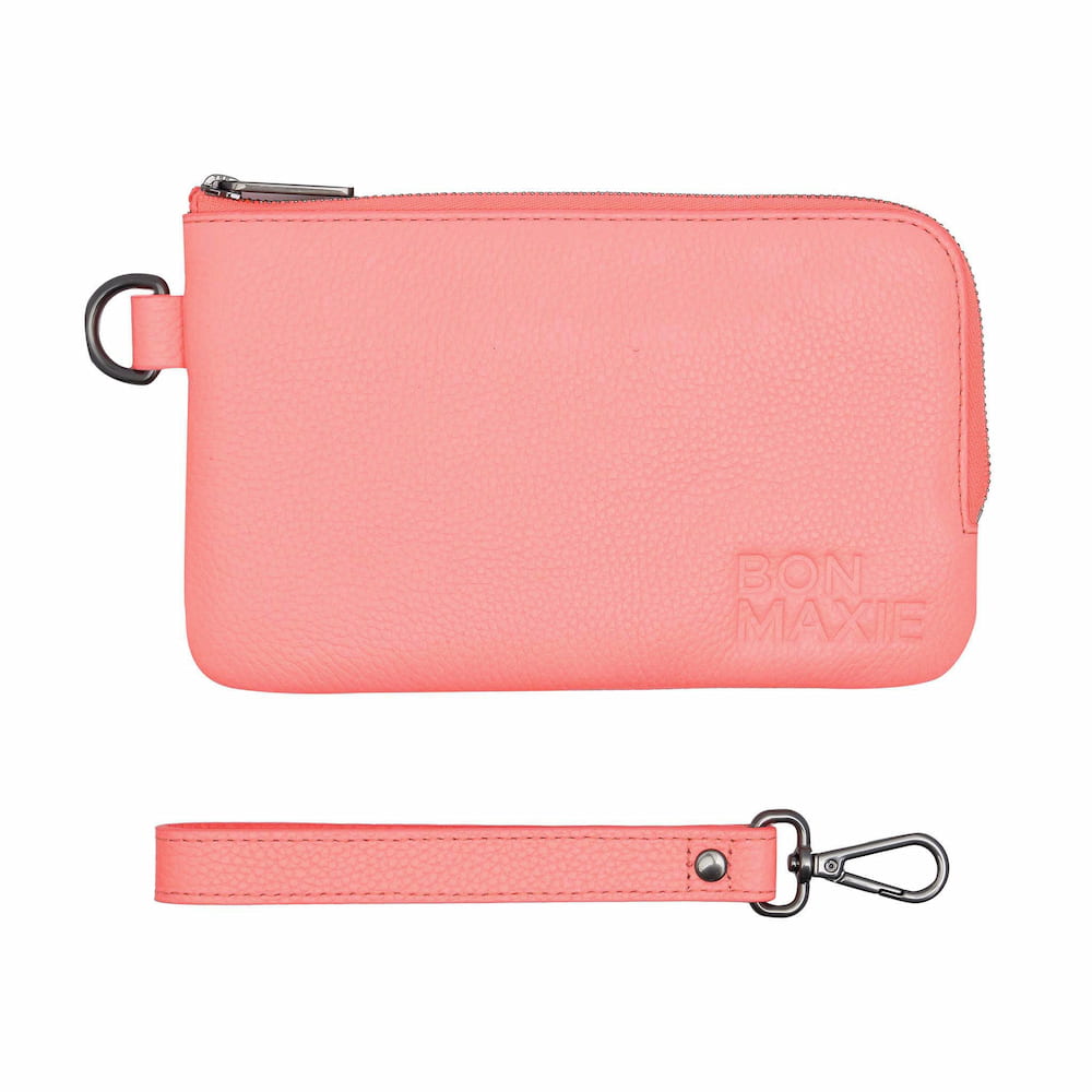 Premium Genuine Leather Phone Wallet Pouch - RFID Blocking, Multi-Card Holder - Perfect for iPhone, Samsung & Smartphones (Electric Peach) | Ideal for Travel, Work & Everyday Use