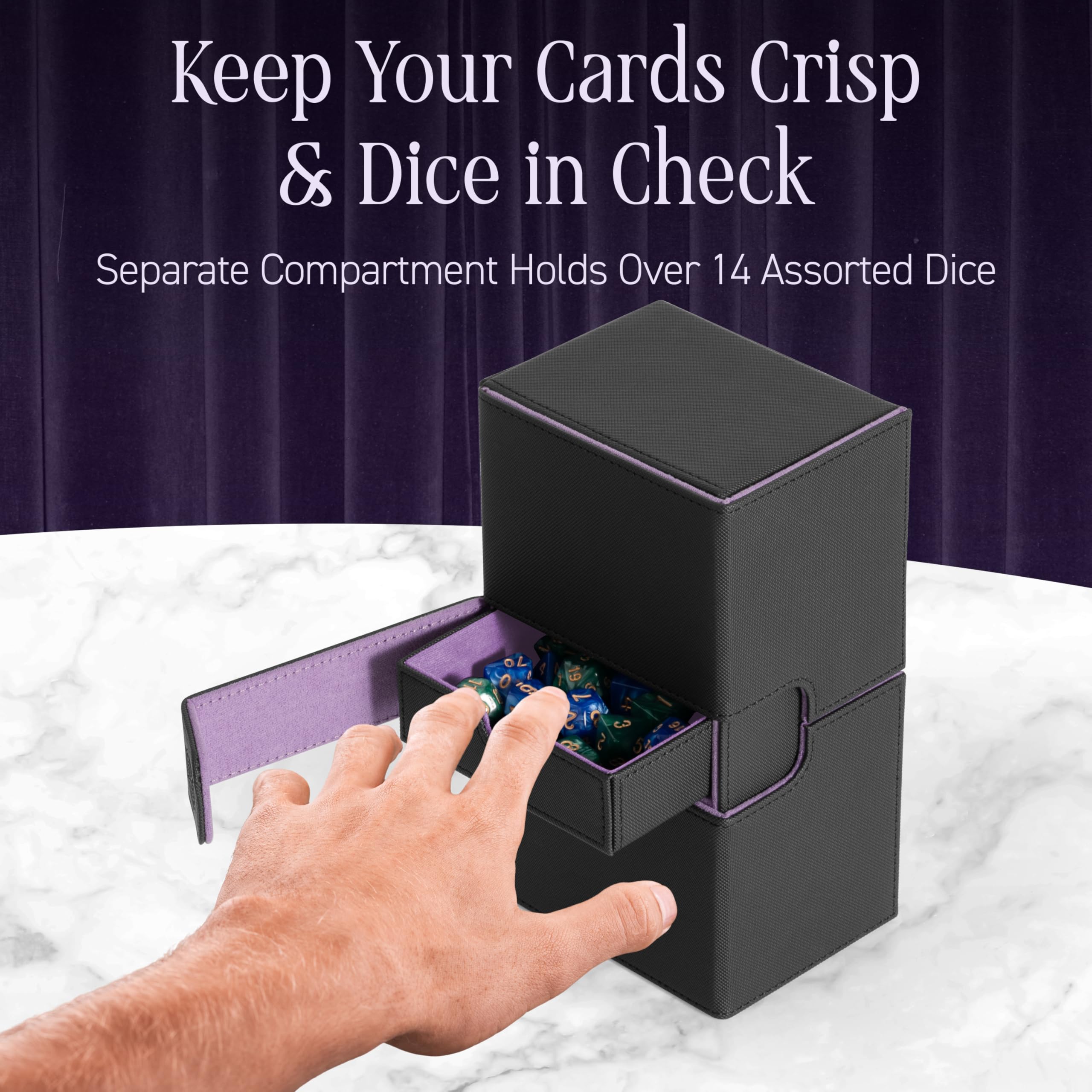 Premium MTG Deck Box Commander with Dual Sideloading & Dice Tray - Magic the Gathering Card Storage Case for TCG, Lorcana & Collectible Card Games - Holds 200+ Double-Sleeved Cards - Perfect for Game Nights, Tournaments & Card Collection Organization