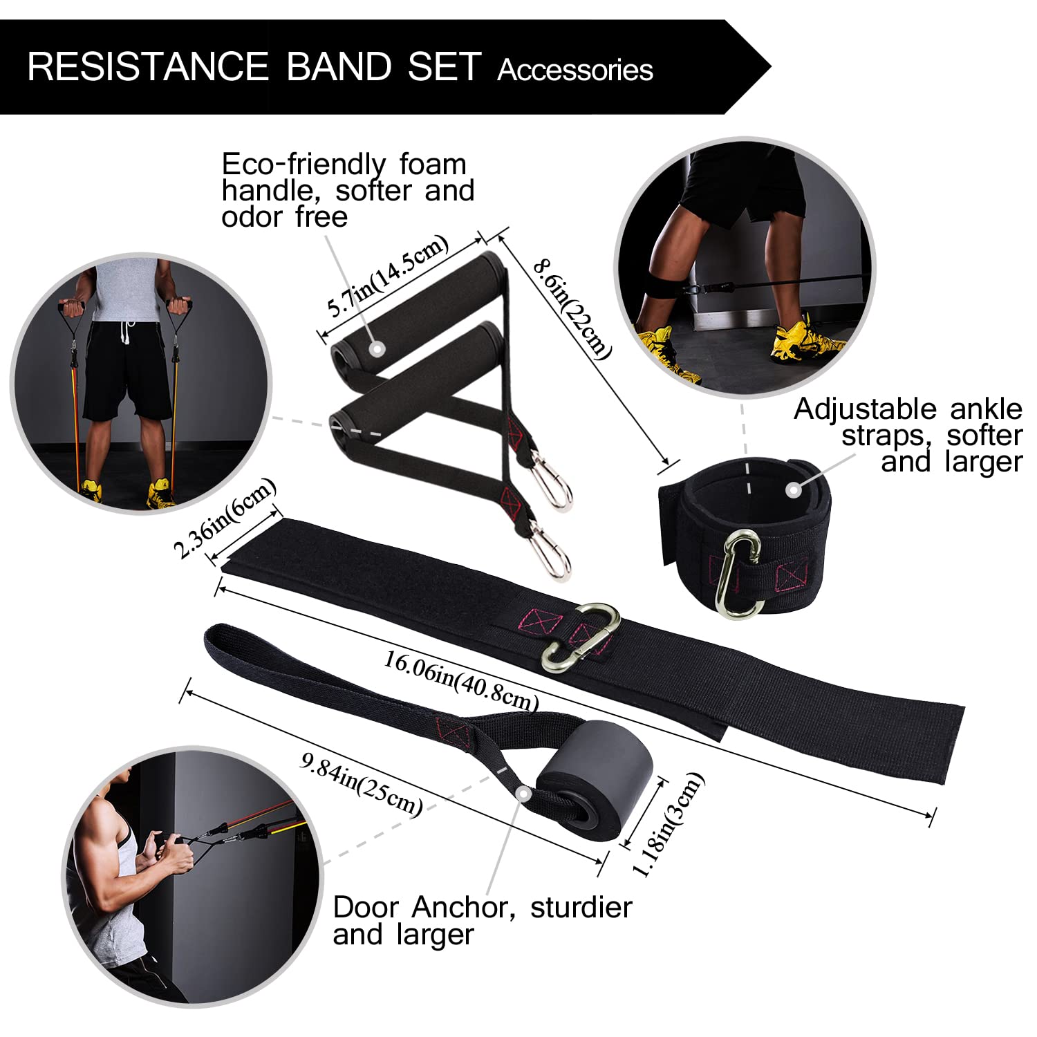 Premium Resistance Bands with Handles - Heavy Duty Workout Bands for Home Gym, Strength Training & Physical Therapy - Includes Ankle Straps, Door Anchor - Ideal for Men & Women of All Fitness Levels (Beginner to Advanced) - Perfect for Home Workouts, Yoga, Pilates & Rehabilitation Exercises