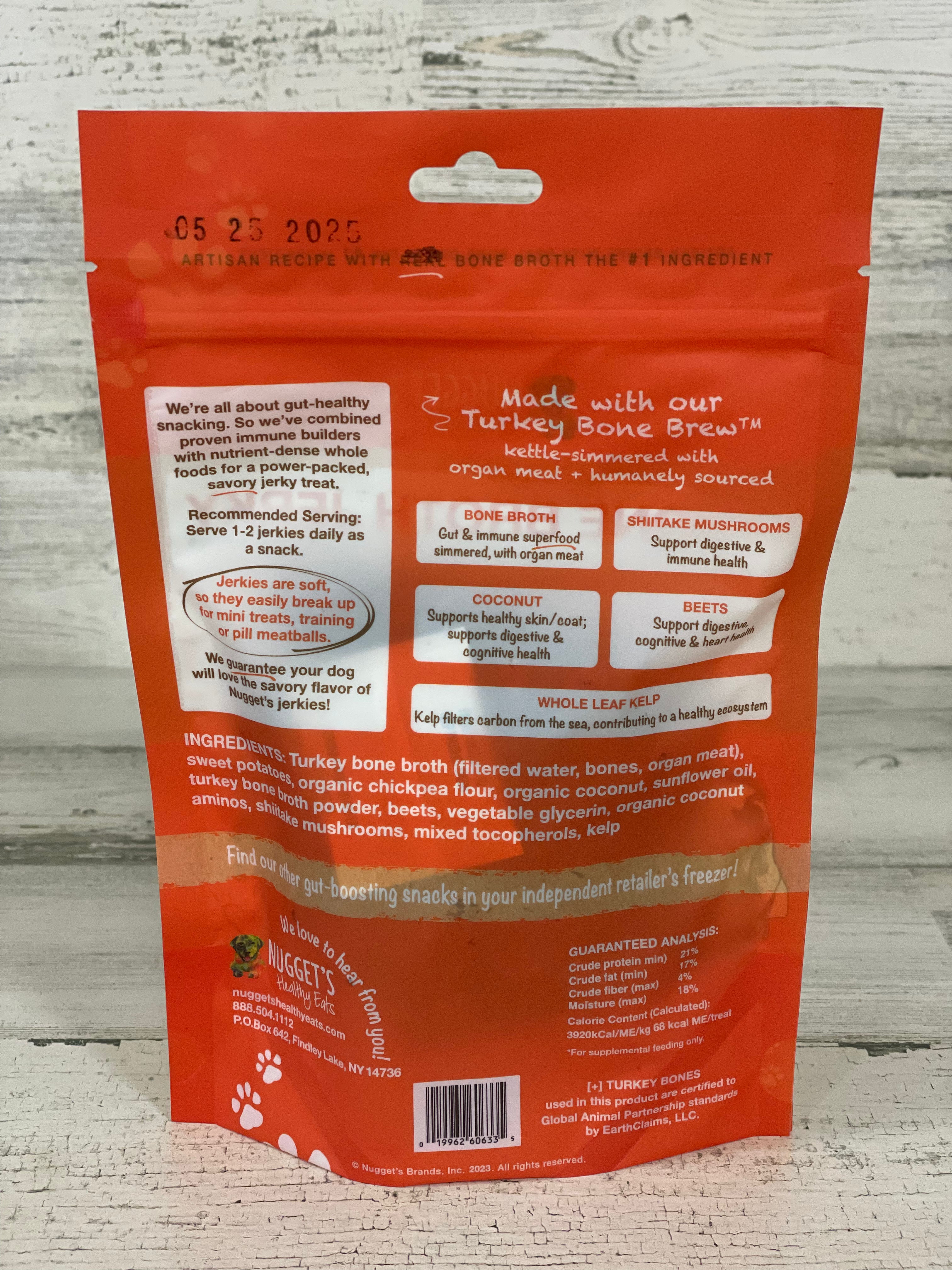 Nugget's Turkey Bone Broth Jerky for Dogs - Grain-Free, High-Protein Dog Treats - Perfect for Training, Chewing & Dental Health