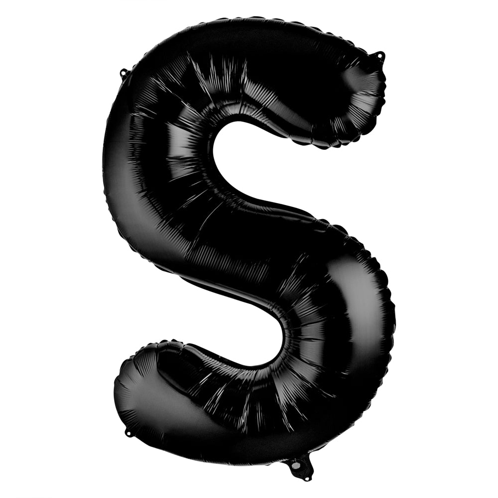 Balloonify Black Mylar Letter S Balloon - 40 Inch Large Foil Alphabet Balloon for Birthday Party Decorations, Wedding Events, Baby Showers & Photo Backdrops