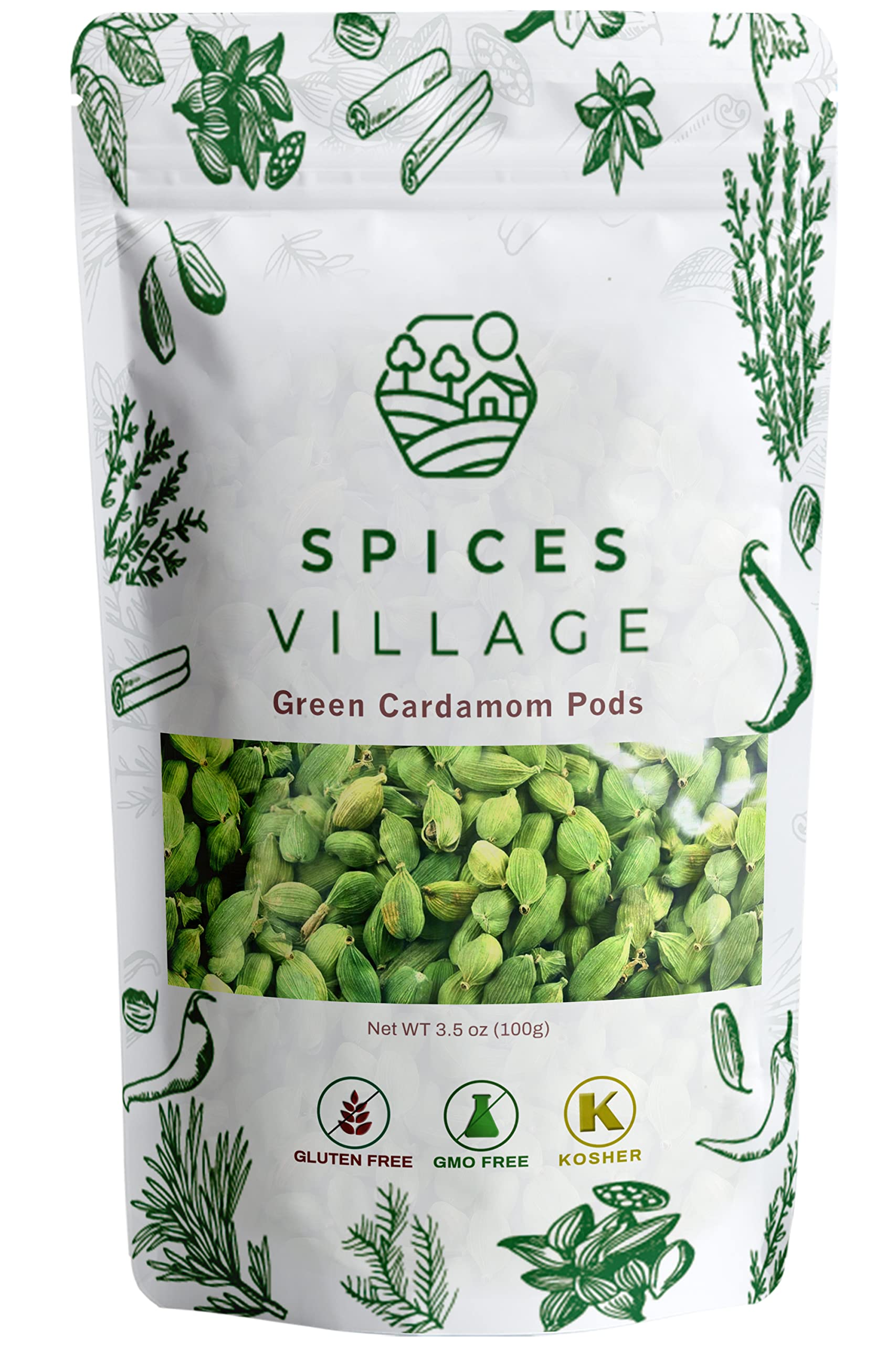 Premium Green Cardamom Pods (3.5oz) & Fennel Seeds (8oz) - Kosher Certified, Gluten Free, Non-GMO, Resealable Bulk Bags - Perfect for Baking, Tea, Indian Cooking & Spice Blends