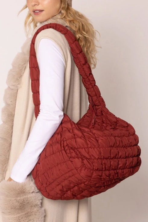 Quilted Everyday Crossbody Bag for Women - Burgundy Leather Purse with Adjustable Strap | Perfect for Work, Travel & Shopping