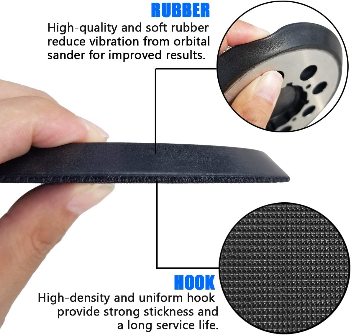 5 Inch 8 Hole Hook & Loop Replacement Sander Pad for DeWalt DWE6423, DWE6421, DCW210B - 2 Pack Sanding Discs Compatible with Random Orbital Sanders - Perfect for Woodworking, Floor Sanding & DIY Projects