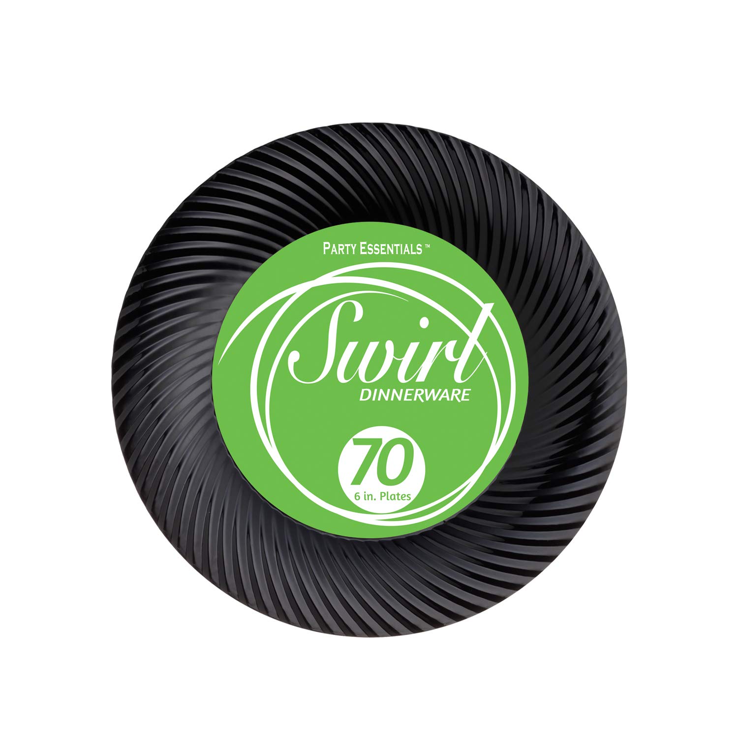 Elegant Black Disposable Plastic Dessert Plates with Swirled Design - 6 Inch Appetizer Plates, 70 Count - Perfect for Parties, Weddings & Catering Events