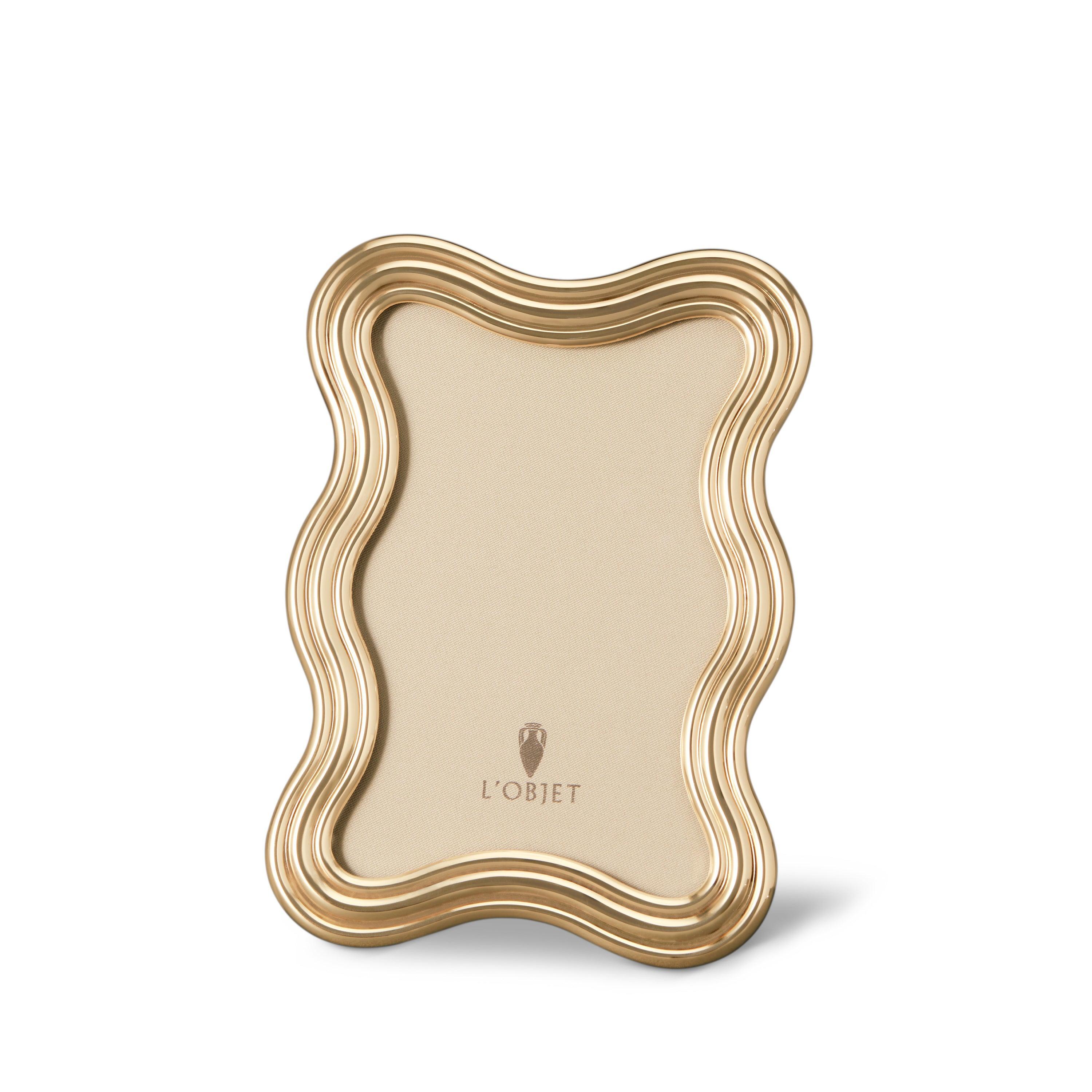 4x6 Gold Ripple Photo Frame - Elegant Wall & Tabletop Display for Home, Office, and Gift Giving