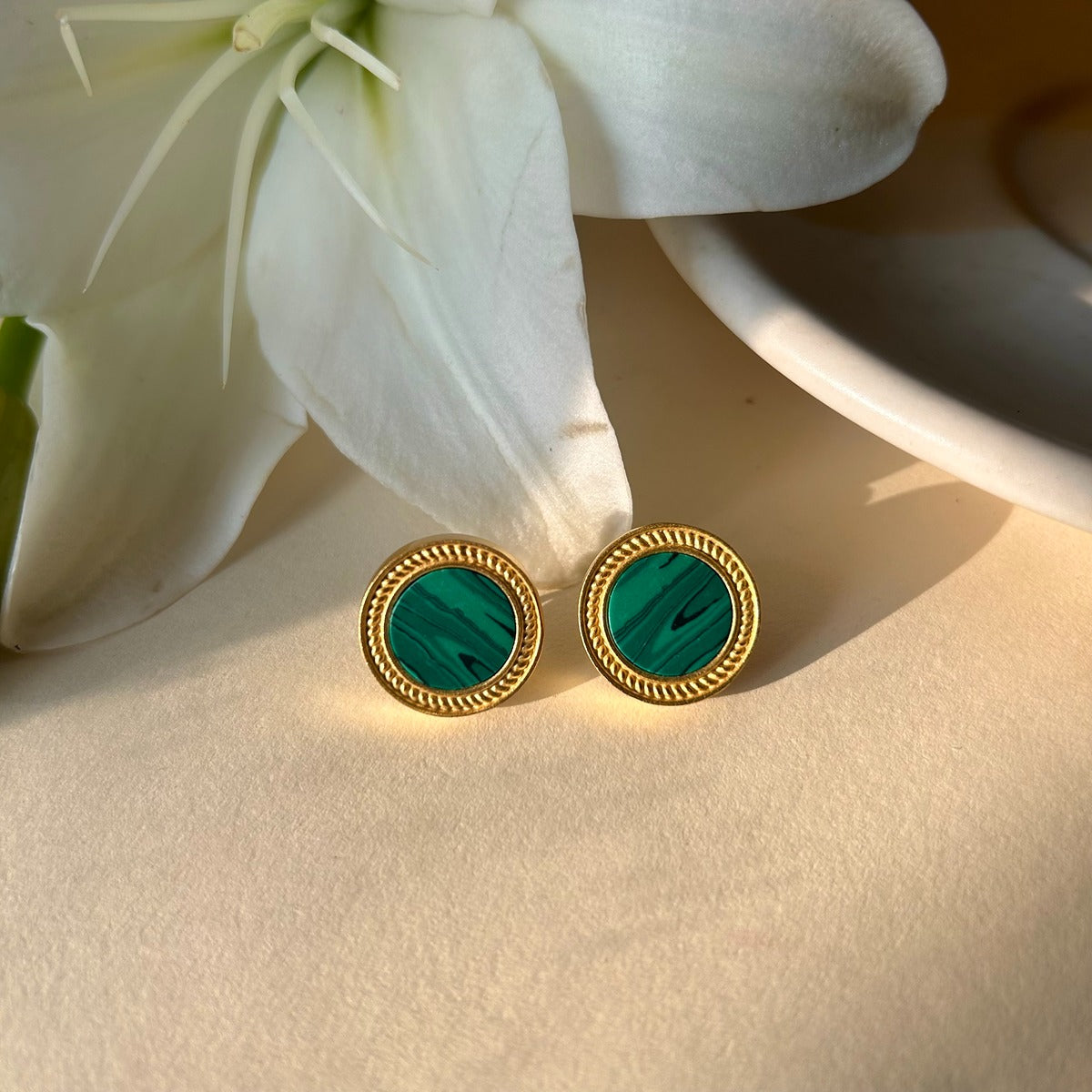 Harmony Pendant Necklace & Stud Earrings Set - Genuine Malachite Jewelry for Women, Gift for Her | Perfect for Weddings, Anniversaries & Special Occasions