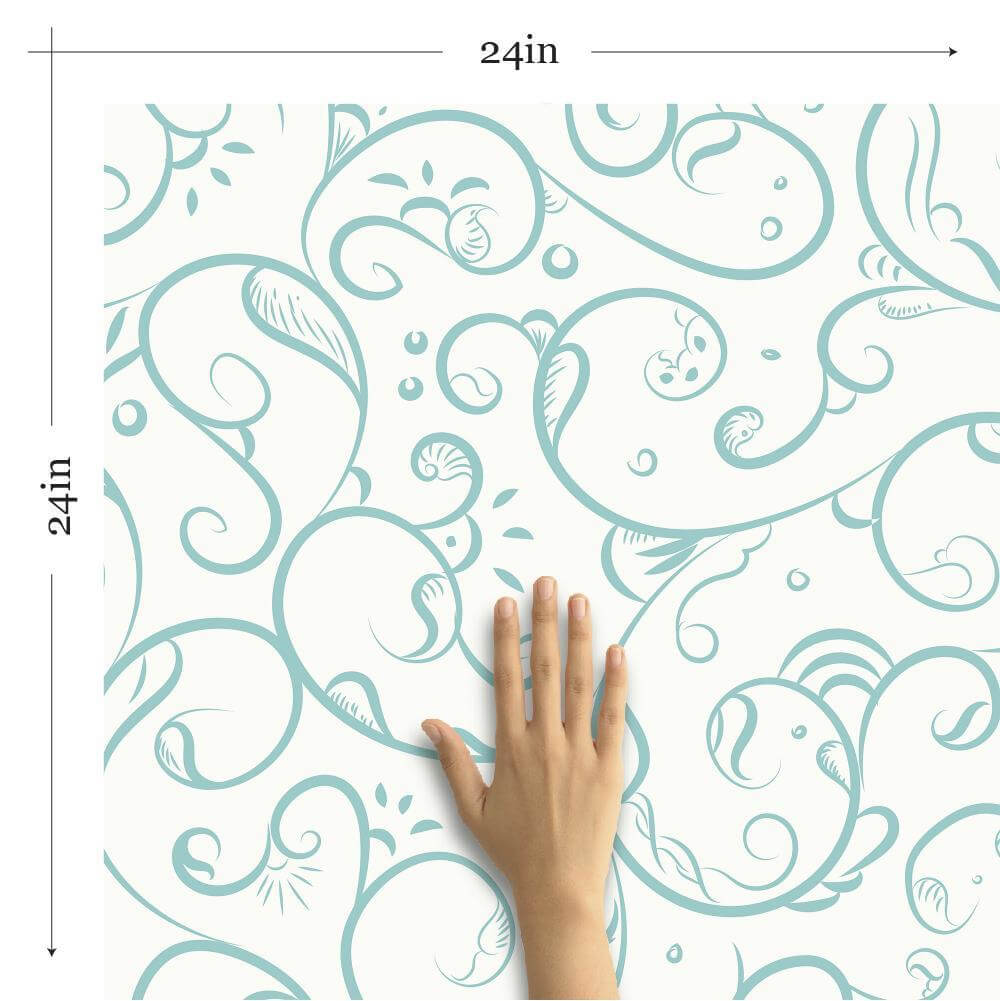 White and Green Botanical Floral Peel and Stick Removable Wallpaper 5736 - Self-Adhesive Wall Decal for Bedroom, Living Room, Nursery & Office Decor