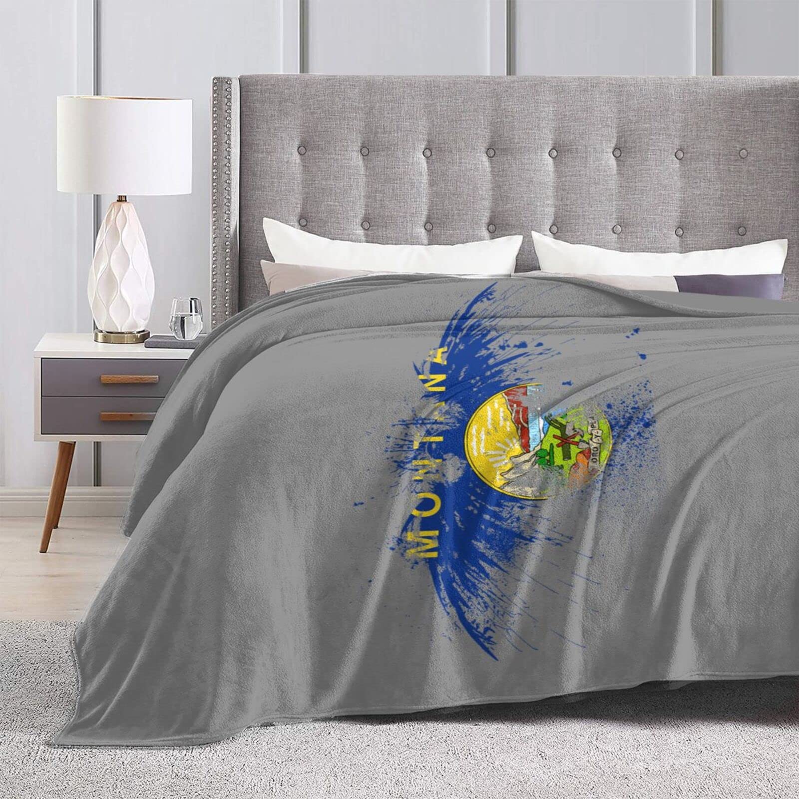 HUFURI Eagle Montana Flag Flannel Fleece Throw Blanket - Ultra Soft & Cozy 60