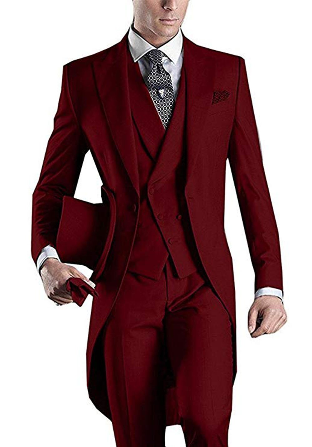 Premium Men's 3-Piece Slim Fit Tuxedo Suit - Formal Tailcoat Jacket, Vest & Pants for Weddings, Dinner Parties & Special Occasions