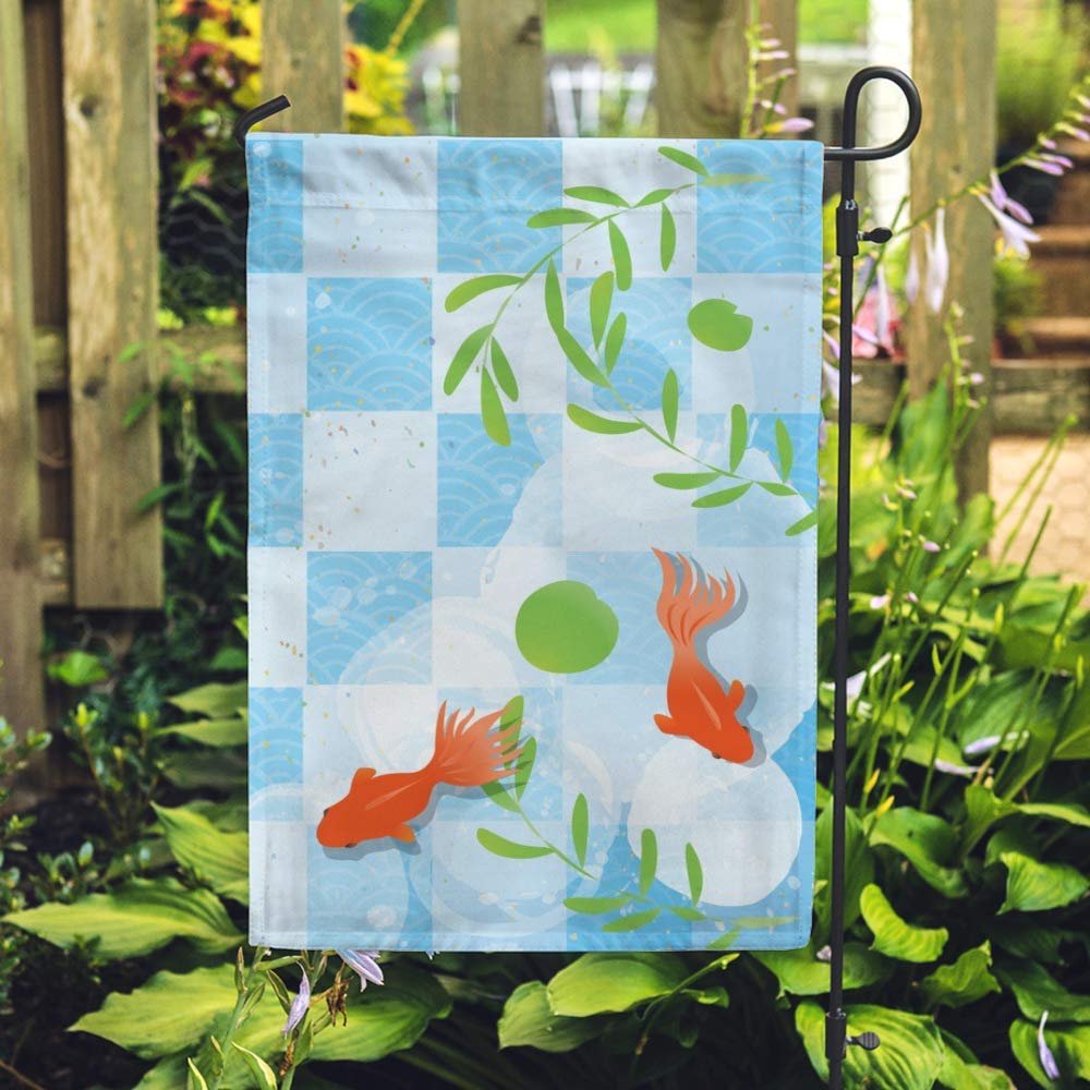 Kuizee 28x40 Inch Double Sided Garden Flag - Japanese Style Goldfish & Aquatic Plants Welcome Decorative Yard Banner for Outdoor Seasonal Festivals | Durable Polyester Material | Perfect for Patio, Lawn, Porch & Garden Decor