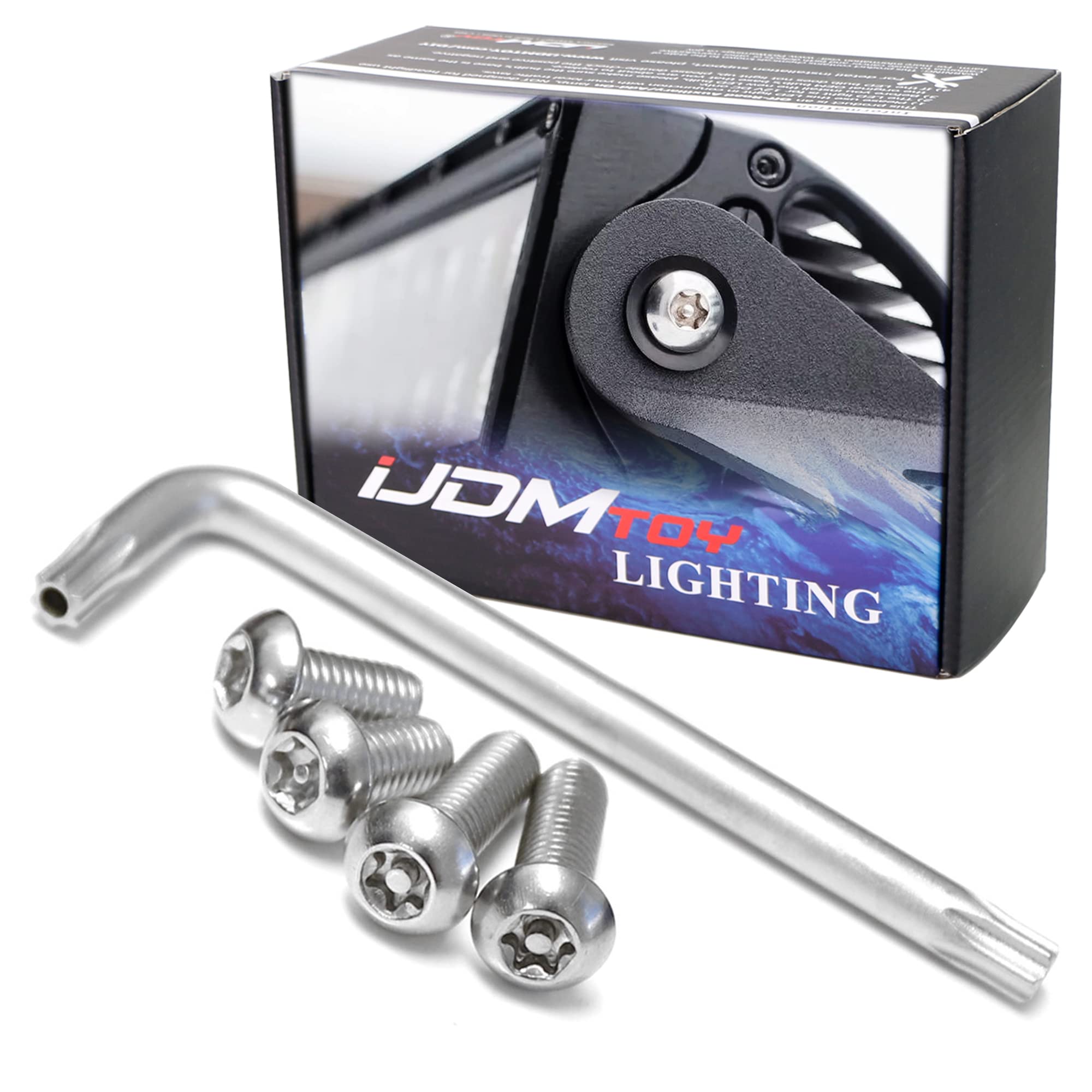 iJDMTOY M8 Anti-Theft Security Screw Bolt Kit with Locking Key - Stainless Steel Set for LED Light Bars, Pod Lights, Work Lights & Fog Lamps - Secure Off-Road Lighting & Vehicle Accessories