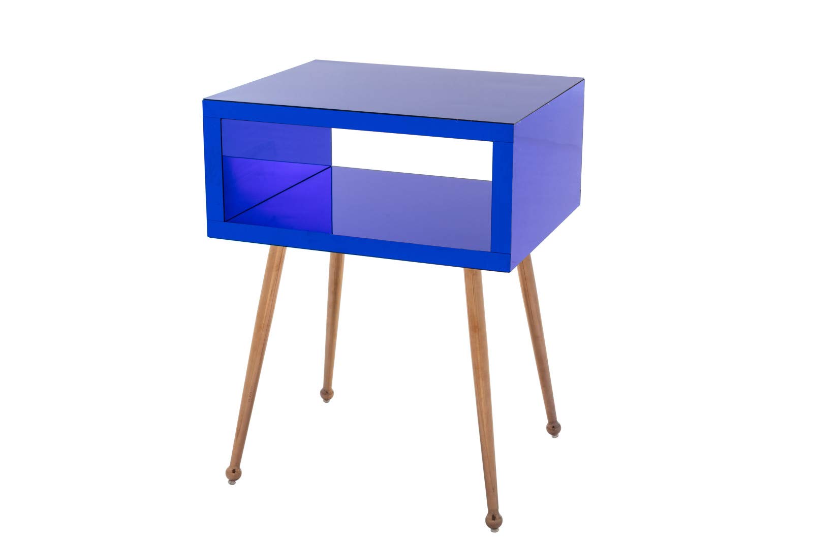 Modern Mirrored End Table with Open Shelf - Stylish Nightstand for Bedroom & Living Room, 17.91x15.16x23.22 Inches - Perfect for Small Spaces, Home Decor & Accent Furniture