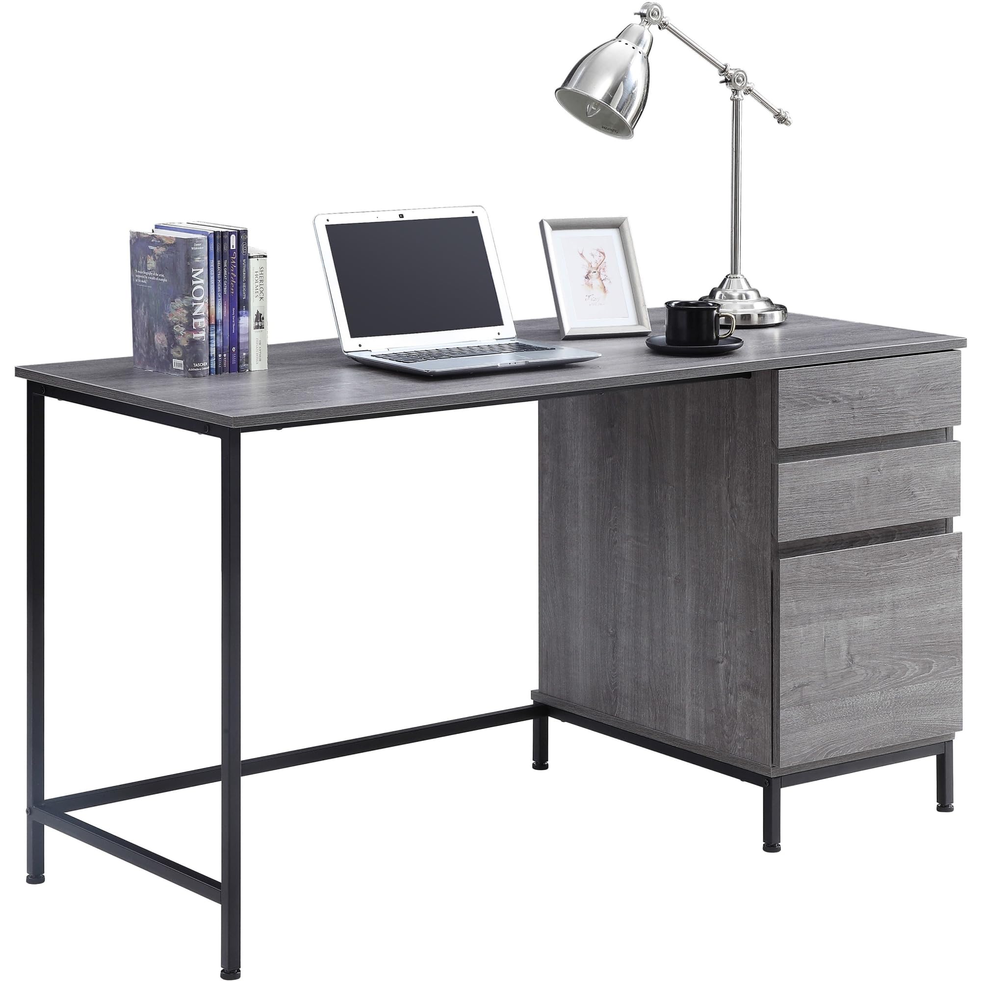 Lorell LLR97616 SOHO 3-Drawer Desk - Compact Home Office Desk with Storage Drawers | Perfect for Small Spaces, Dorm Rooms & Home Offices