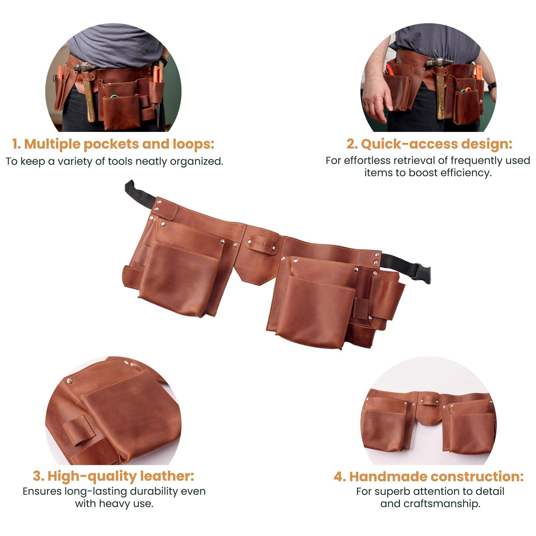 Heavy Duty Tool Belt Holster for Carpenters & Construction Workers - Adjustable & Durable Work Belt Holder for Hammers, Drills & Tools - Perfect for DIY Projects & Professional Job Sites