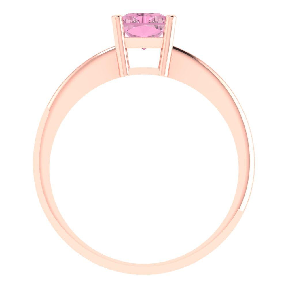 1.0 ct Radiant Cut Pink Simulated Diamond Ring for Women - 18K Rose Gold Solitaire Engagement Wedding Promise Anniversary Band - Perfect for Proposals, Bridal Jewelry & Special Occasions