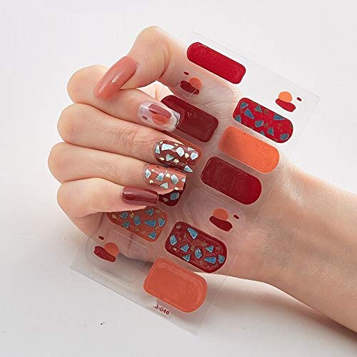 14pcs Gradient Glitter Nail Stickers - Full Cover Self-Adhesive Nail Wraps for DIY Nail Art, Long Lasting Nail Polish Stickers (DQ3-046) - Perfect for Parties, Weddings & Everyday Nail Decoration