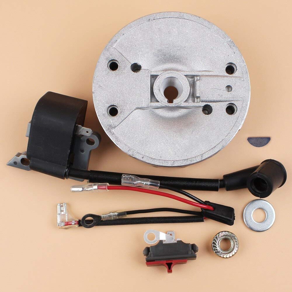 Husqvarna 137 142 Chainsaw Ignition Coil Kit with Flywheel & On/Off Switch - Replacement Parts for Chainsaw Repair & Maintenance | Perfect for DIY Mechanics & Forestry Workers