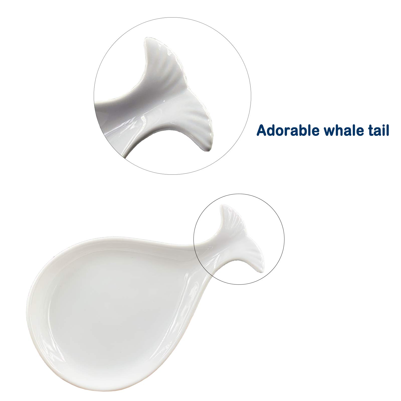 Ceramic Whale Spoon Rest - White Kitchen Utensil Holder for Cooking, Baking & Serving - Perfect for Countertop, Stovetop & Dining Table Decor