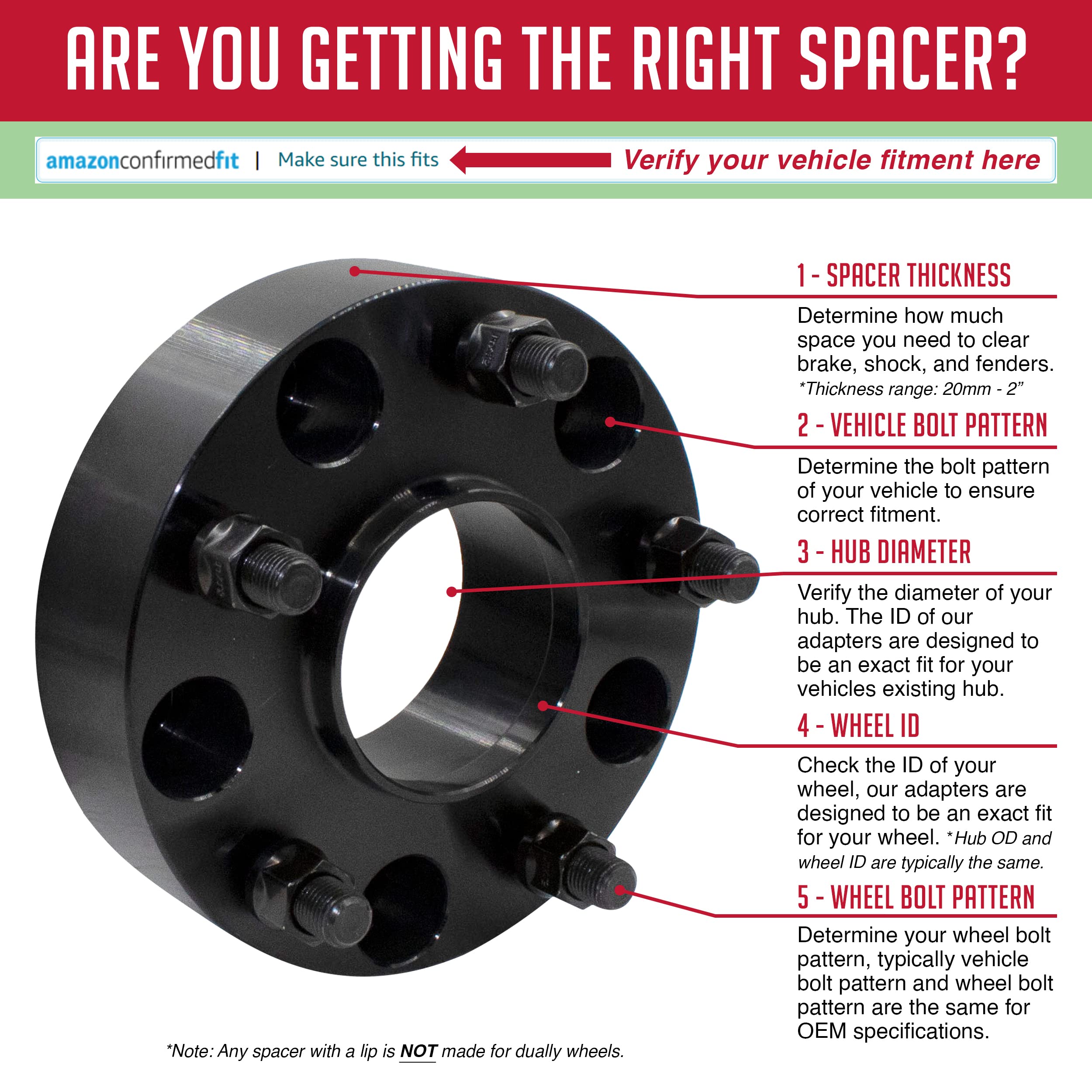 High-Quality 2-Piece Wheel Spacers Adapter Kit - Hub Centric 5x5.5 (5x139.7mm) 1.75