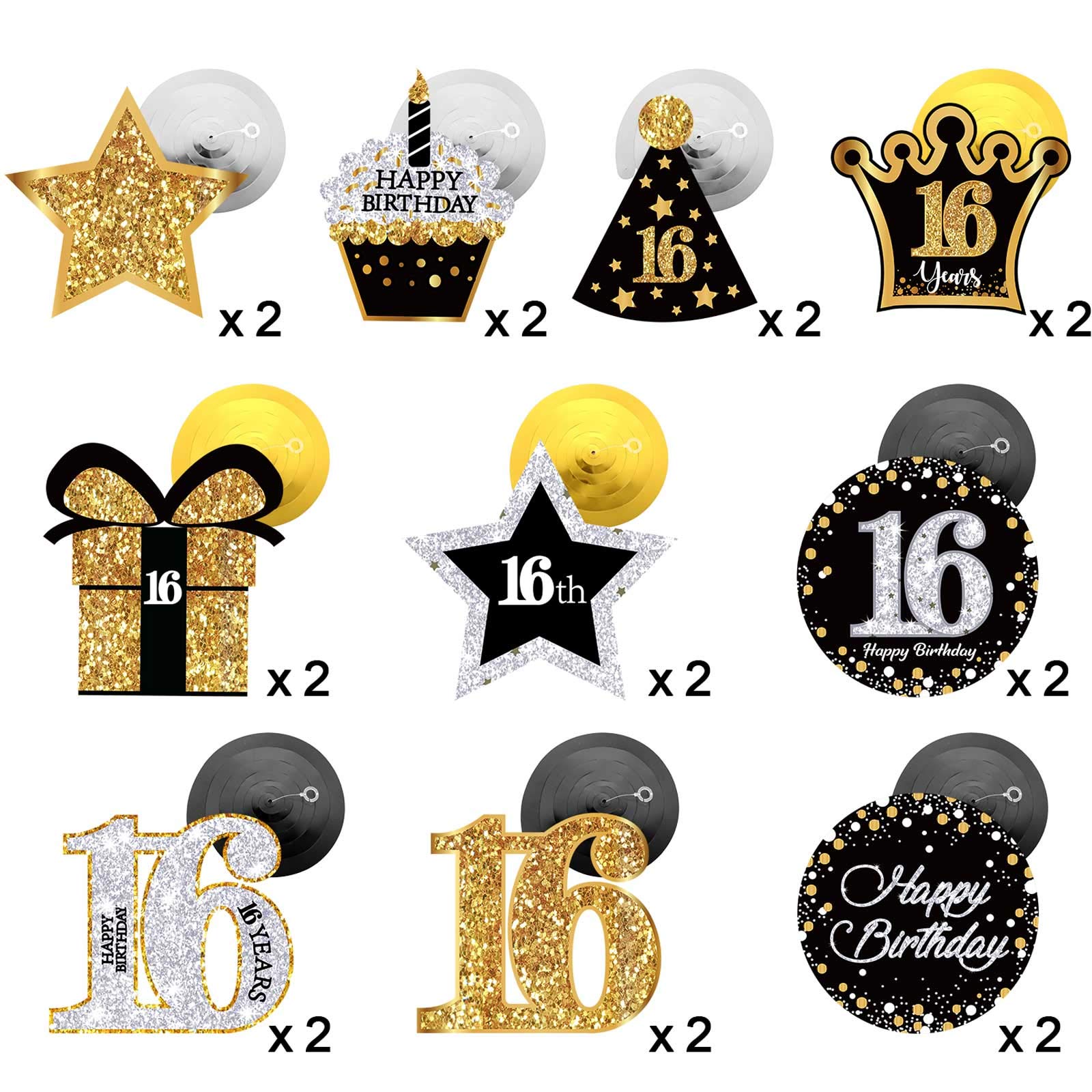 Frienda 30-Piece 16th Birthday Party Decorations Set - Shiny Hanging Swirls, Decorative Cards & Ceiling Decor for Sweet 16 Celebrations | Perfect for Birthday Party Supplies & Teenage Girls' Milestone Party Decor