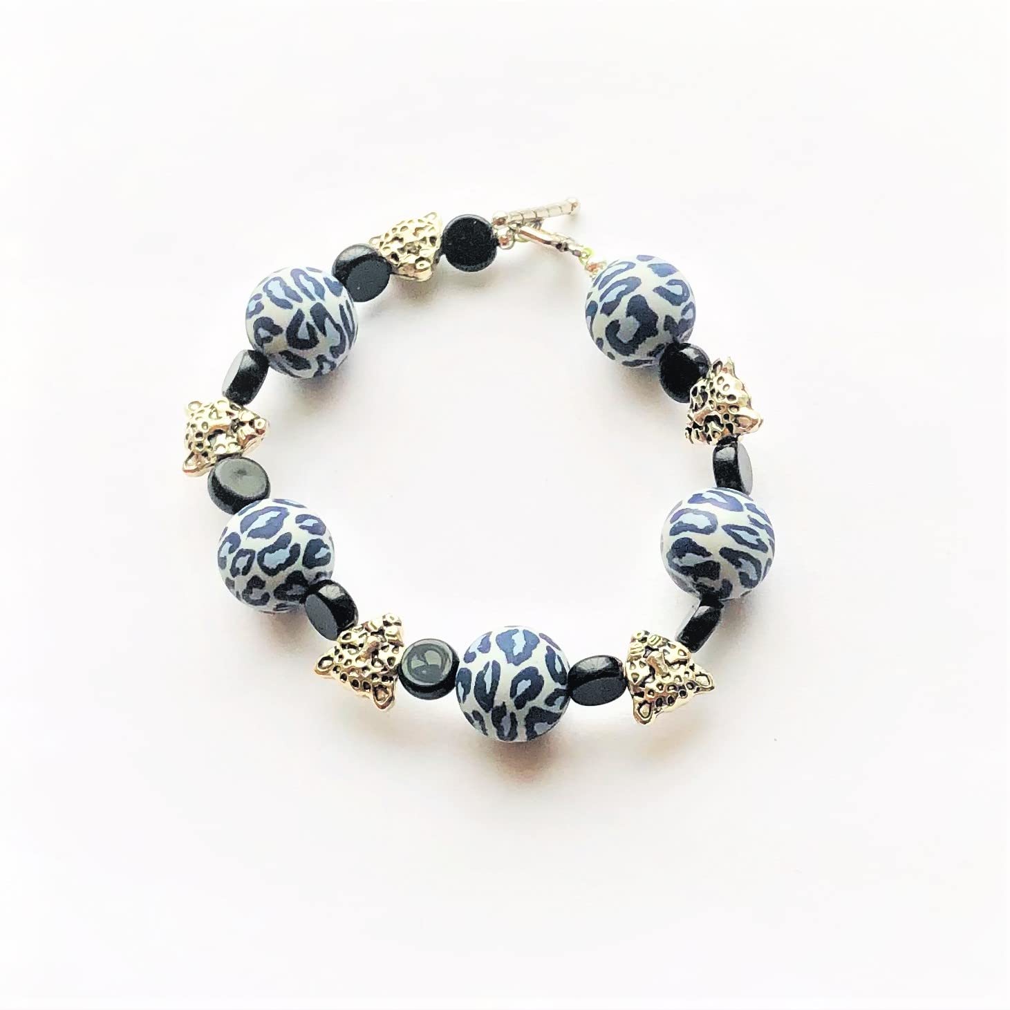 Leopard Head Bracelet for Women - Silver Plated Panther Beads Jewelry for Wild Animal Lovers | Perfect Gift for Her