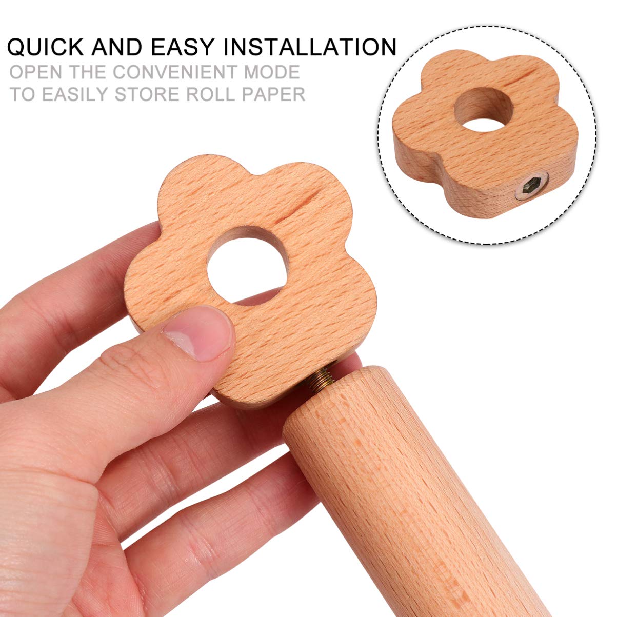 Cabilock Solid Wood Roll Holder - Countertop Tissue & Paper Towel Stand for Kitchen, Bathroom, and Office | Wooden Napkin Holder, Toilet Paper Stand, and Towel Rack for Home Organization