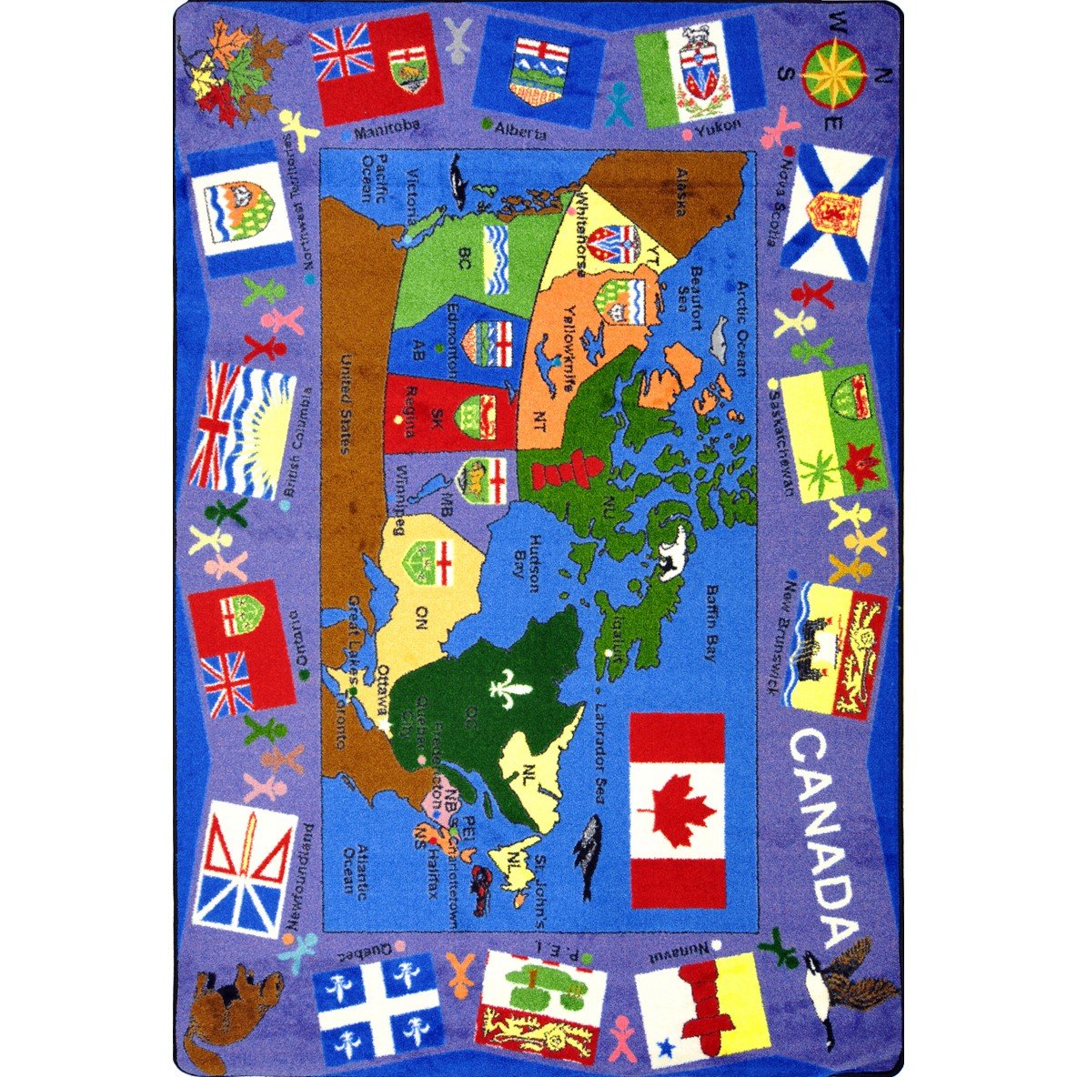 Joy Rugs Canada Flag Machine Tufted Cut Pile Area Rug 5'4