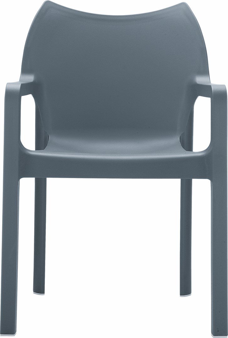 Dark Gray Resin Outdoor Patio Dining Arm Chairs (Set of 4) - Weatherproof & Durable for Backyard, Garden, Poolside & Restaurant Use