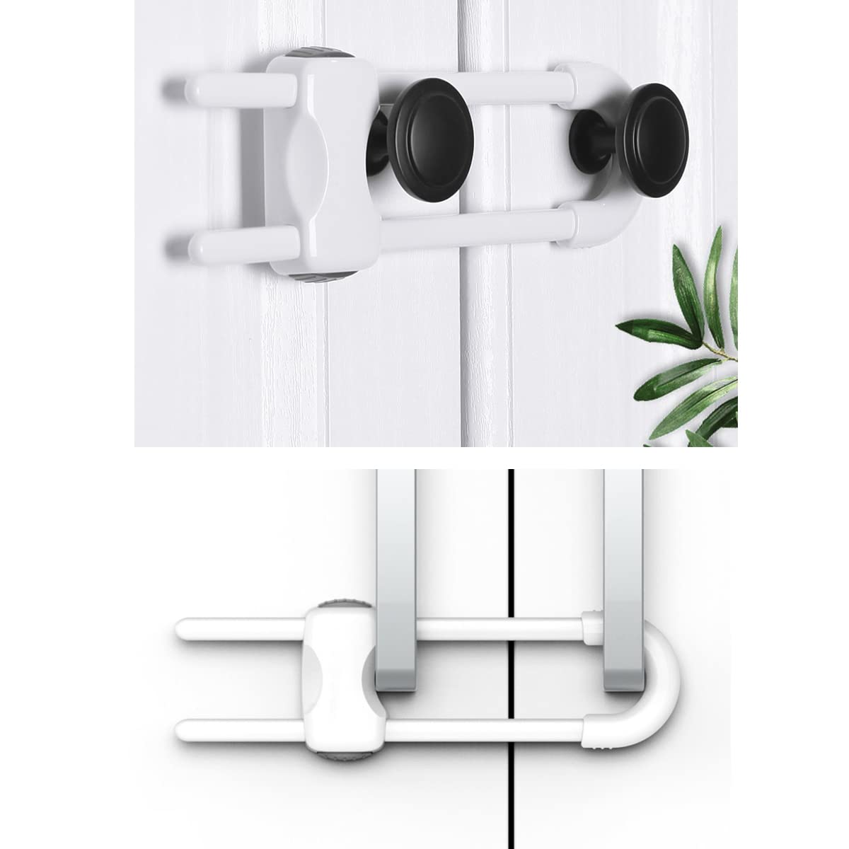 5-Pack Adjustable U-Shaped Child Safety Cabinet Locks - Sliding Drawer & Door Locks for Kitchen, Storage Cupboard, Closet, Dresser (White) - Baby Proofing & Home Security Solution
