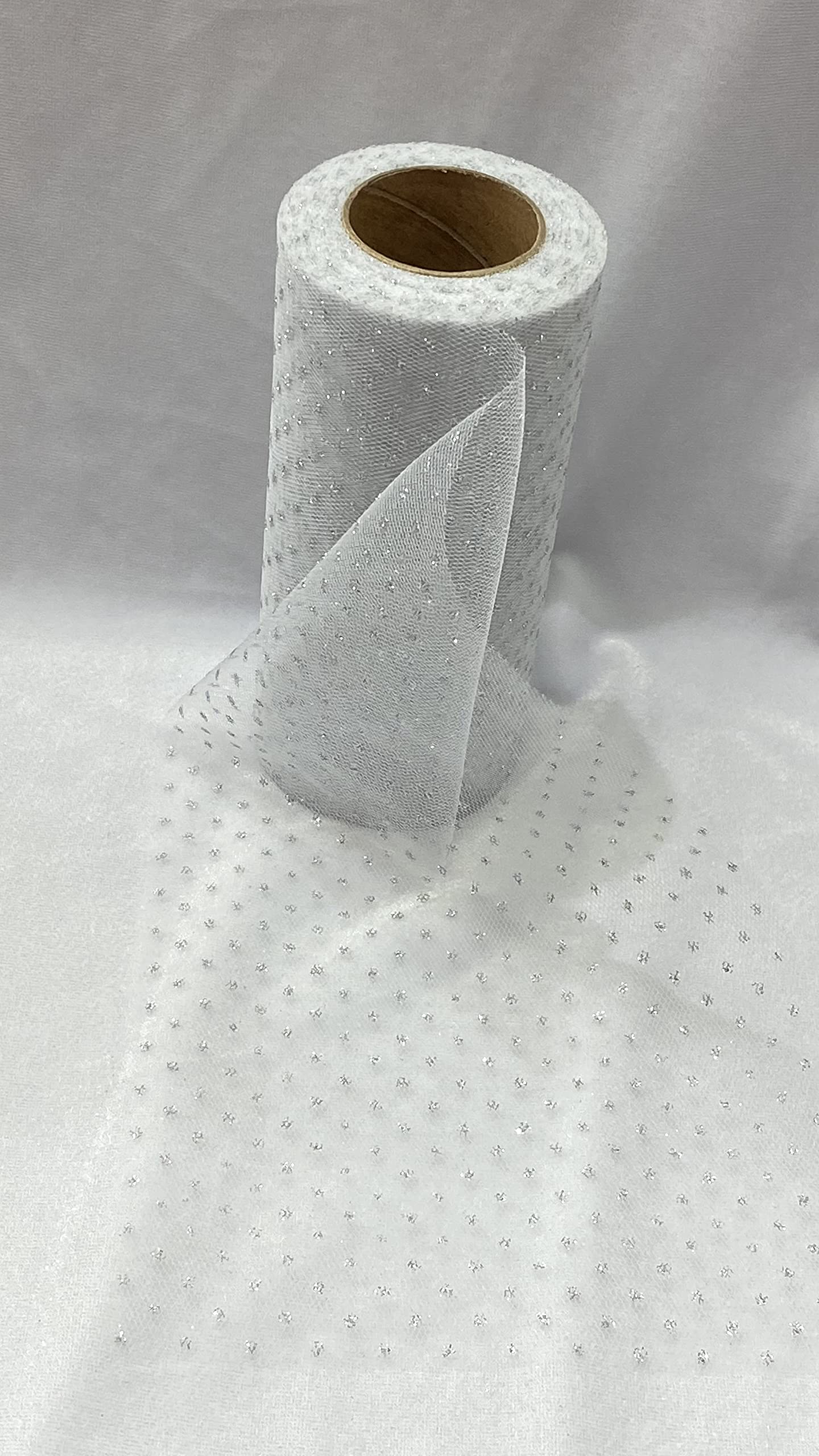 Sparkling Silver Glitter Tulle Ribbon Roll - 25 Yards Decorative Tulle Spool for Gift Wrapping, Wedding Decorations, Party Supplies & DIY Crafts