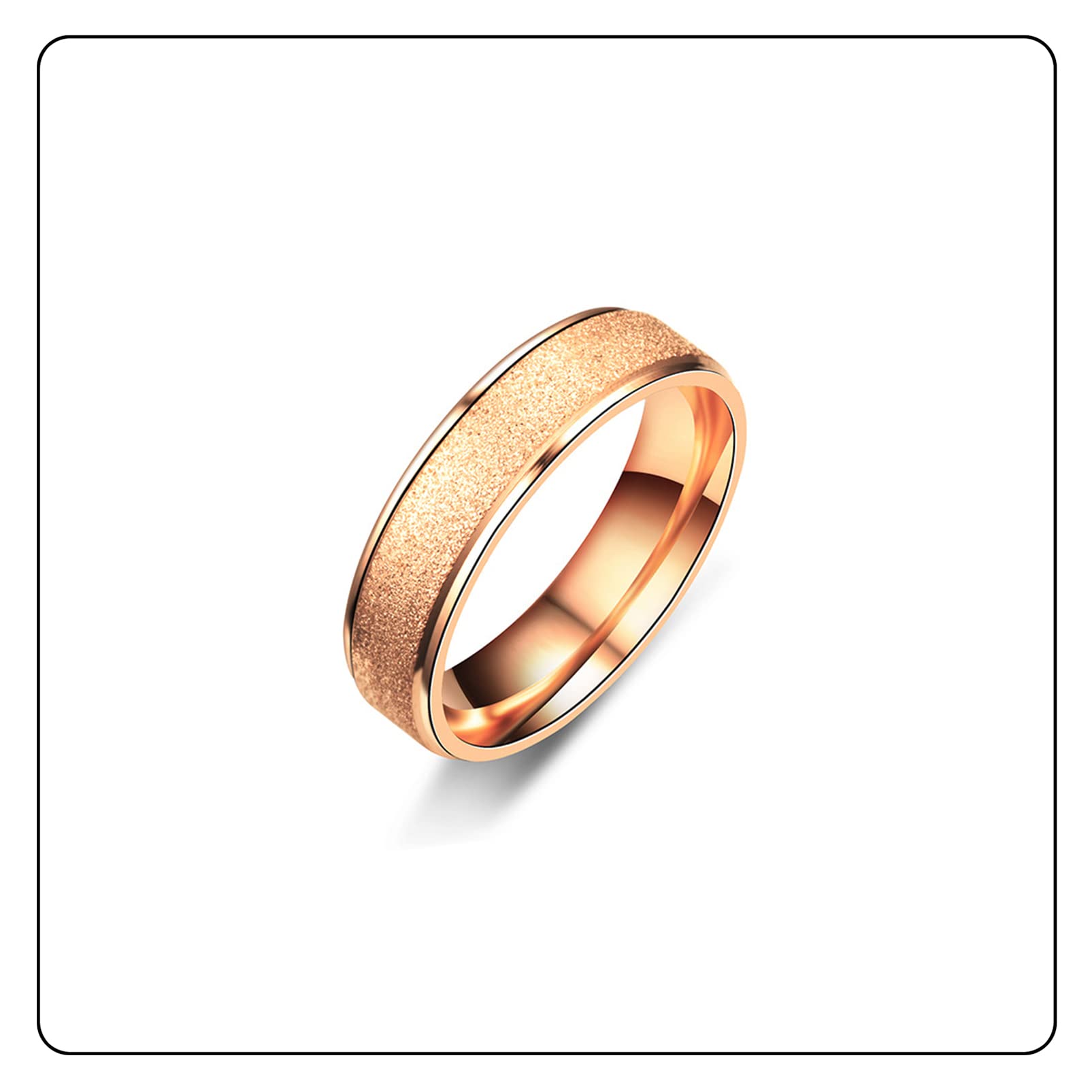 Elegant Rose Gold Stackable Rings for Women - Stainless Steel Sandblast Crystal Band Rings Set - Perfect for Everyday Wear, Gift Giving & Special Occasions