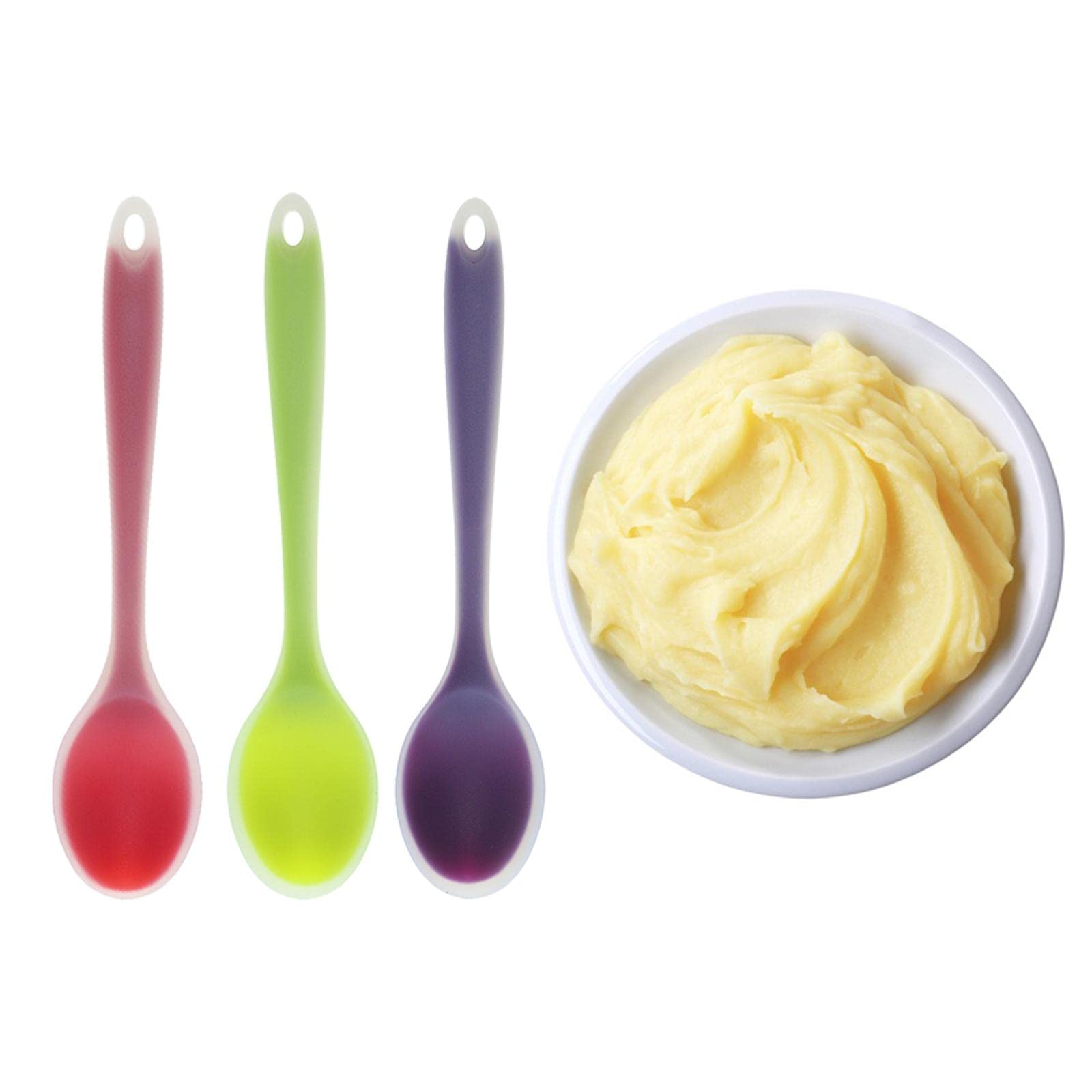 3-Piece Semi-Transparent Silicone Spoon Set - Soup, Coffee & Tea Measuring Spoons for Kitchen, Baking & Coffee Bar Use