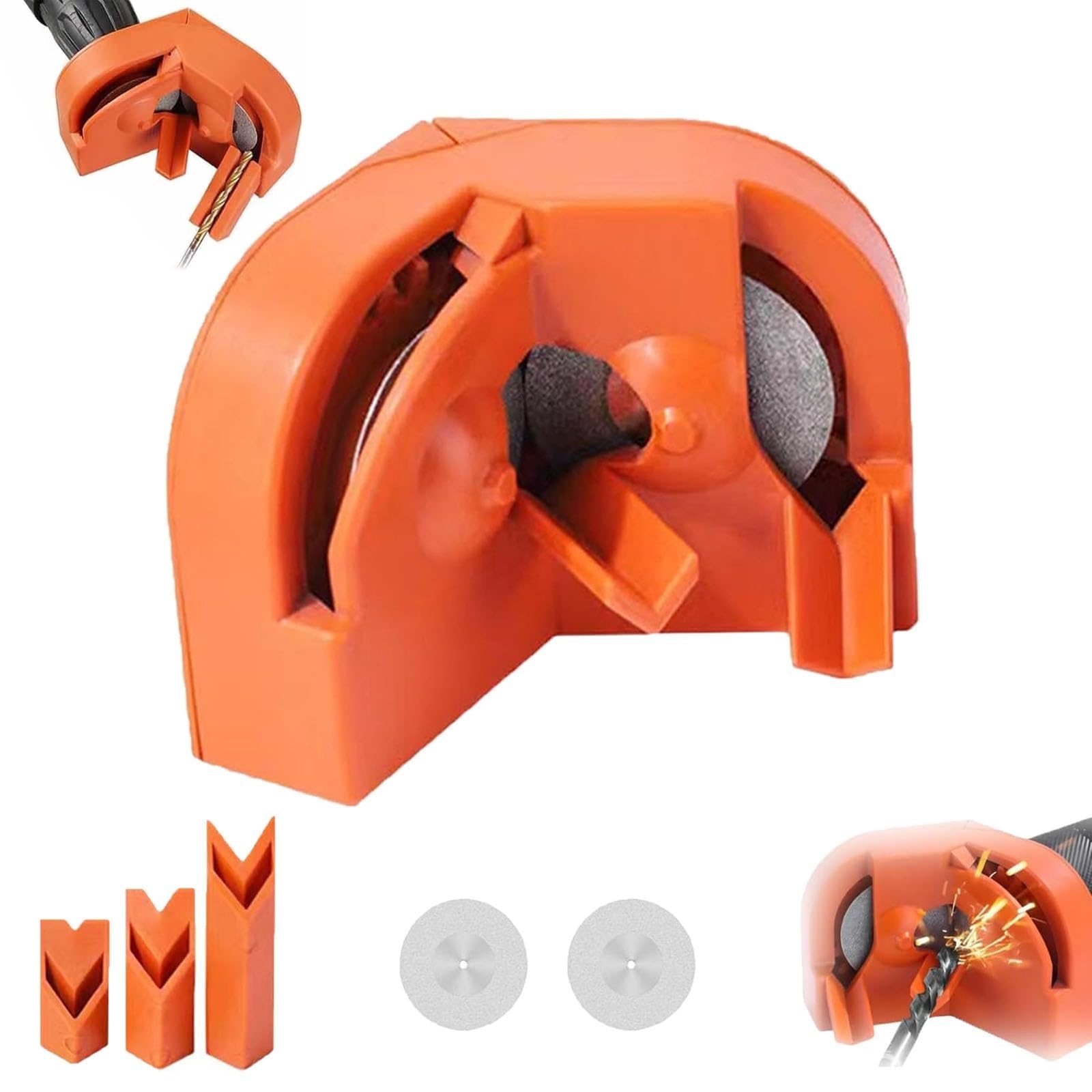 Grishay SharpMax Pro Drill Bit Sharpener - Portable Multipurpose Grinding Tool for Drill Bits & Blades - Perfect for DIY, Woodworking, Metalworking & Home Repairs (Orange)