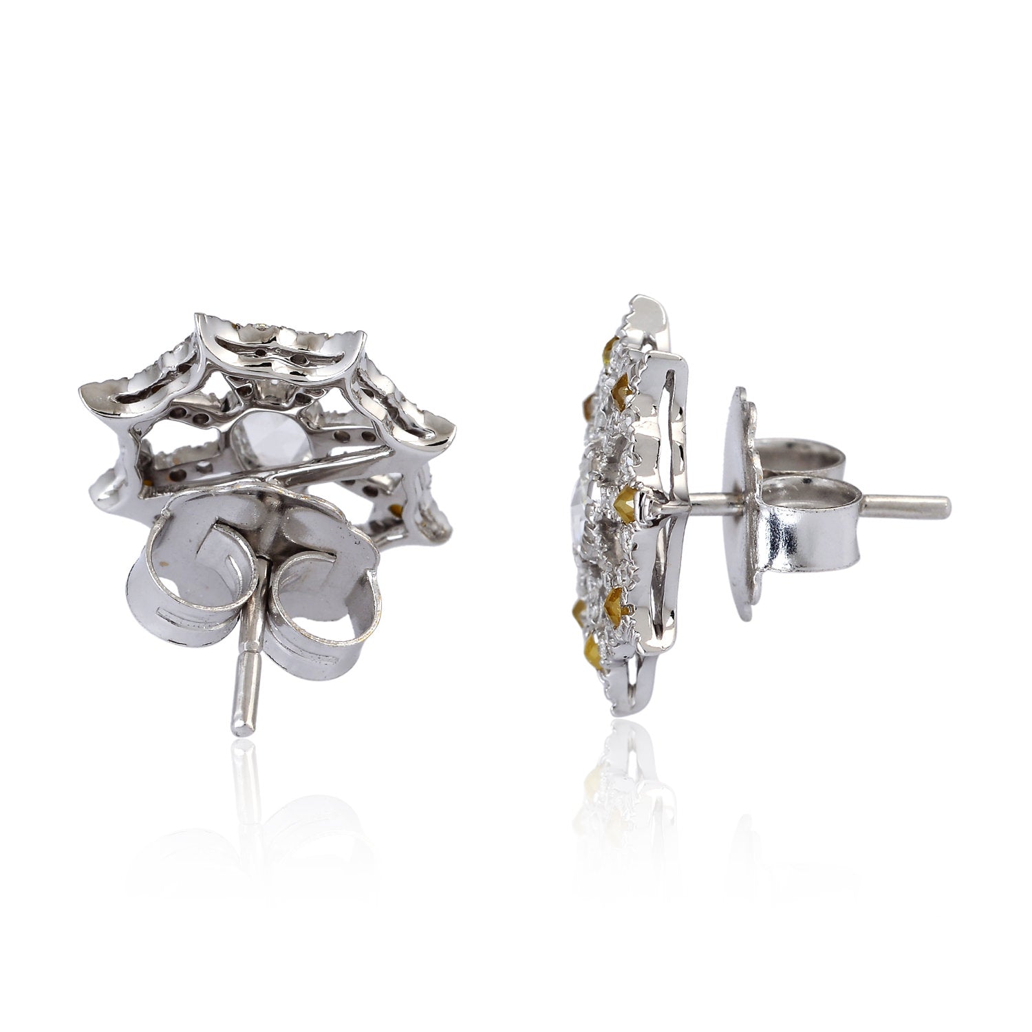 18K White Gold Ice Diamond Star Burst Stud Earrings - Sparkling Gift for Women, Perfect for Weddings, Anniversaries & Special Occasions