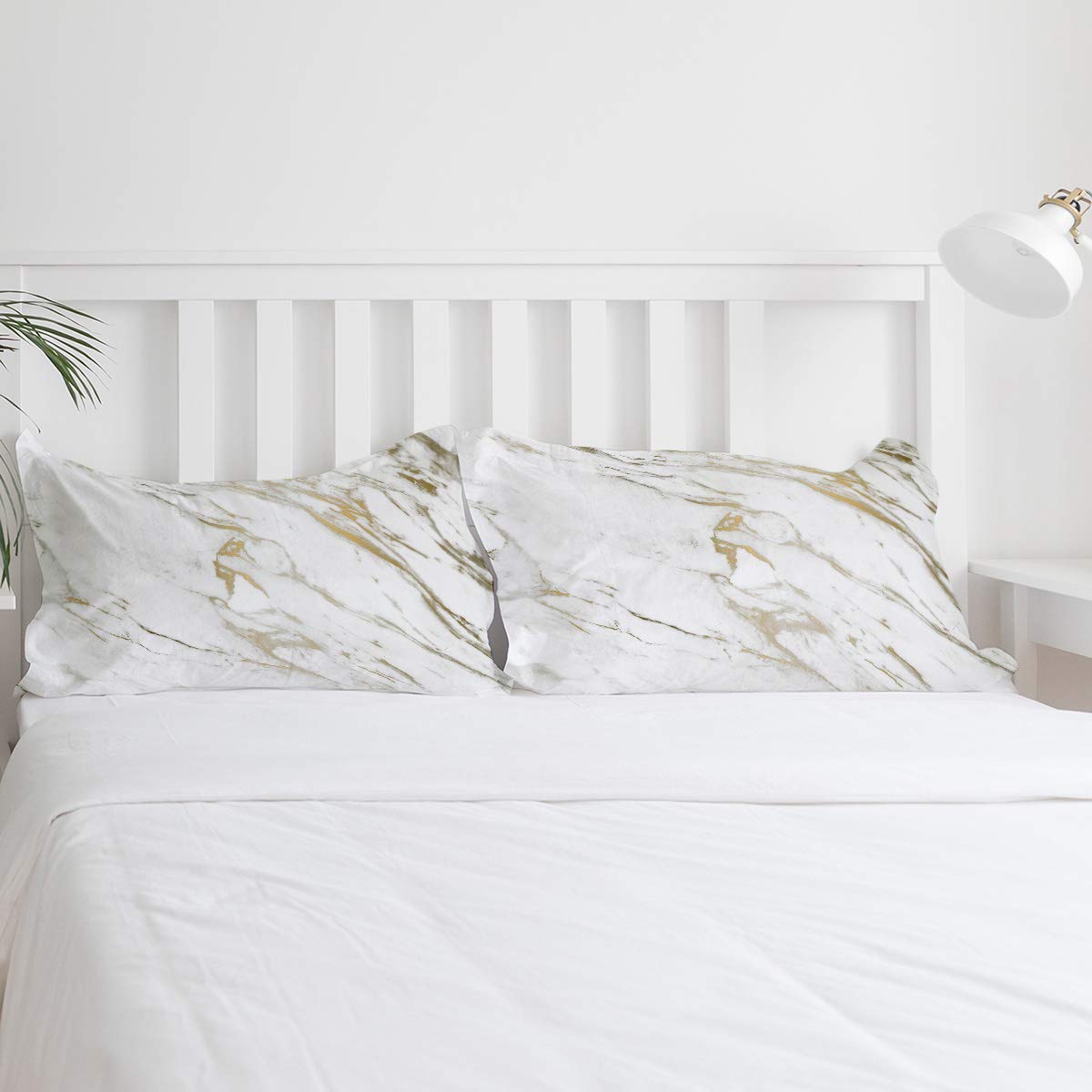Premium 3-Piece Full Size Duvet Cover Set - White Gold Marble Comforter with 2 Pillow Shams | Soft Lightweight Bedding | Wild Symbol Design | Perfect for Guest Rooms, Master Bedrooms & Cozy Home Decor