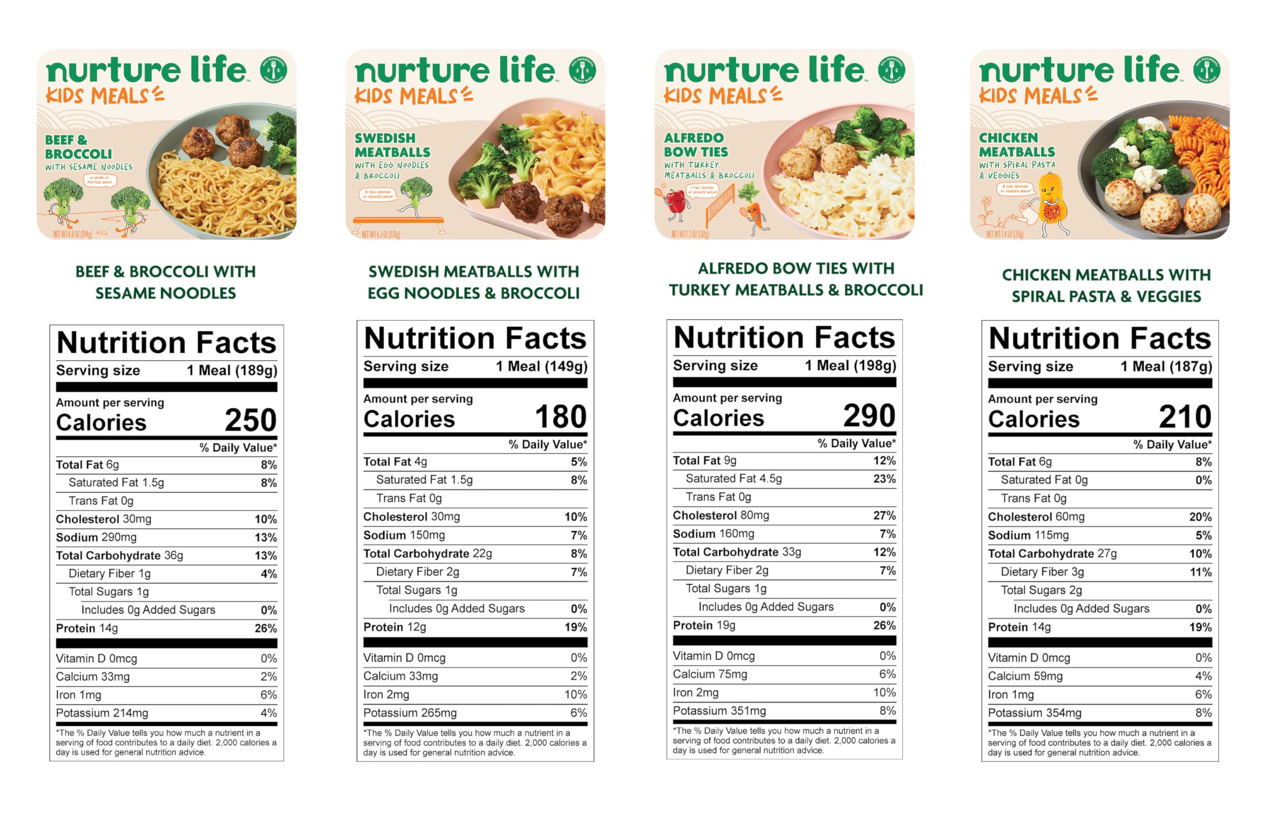 Organic Nurture Life Baby Meals & Toddler Snacks - Healthy Ready-to-Eat Pasta Variety Pack for Kids (4-Meal Set) | Fresh, Nutritious Food for School, Travel & On-the-Go Families