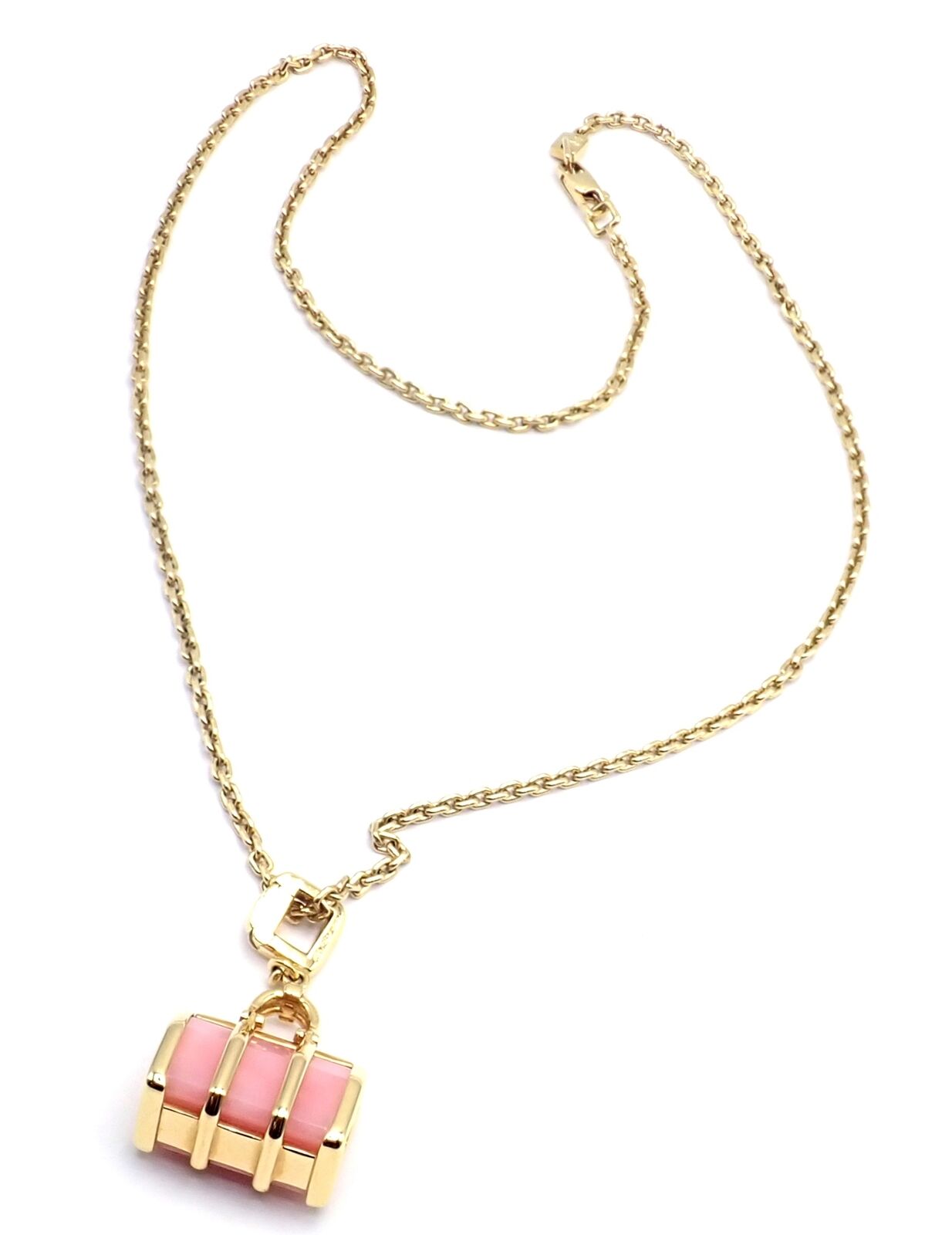 Authentic Louis Vuitton 18k Yellow Gold Quartz Purse Bag Pendant Chain Necklace - Luxury Gift for Women, Perfect for Parties & Special Occasions
