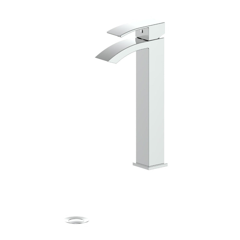 ZLINE Heavenly Single Handle Vessel Sink Bathroom Faucet in Chrome - Modern Waterfall Spout Design for Bathroom Vanity, Sink, and Washbasin | Perfect for Home, Hotel, and Luxury Spa Renovations