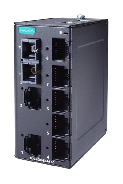 MOXA EDS-2008-EL 8-Port Unmanaged Ethernet Switch | 10/100BaseTX Ports | Industrial Metal Housing | -10 to 60°C Operating Temperature | Ideal for Small Office, Home Network & Industrial Automation