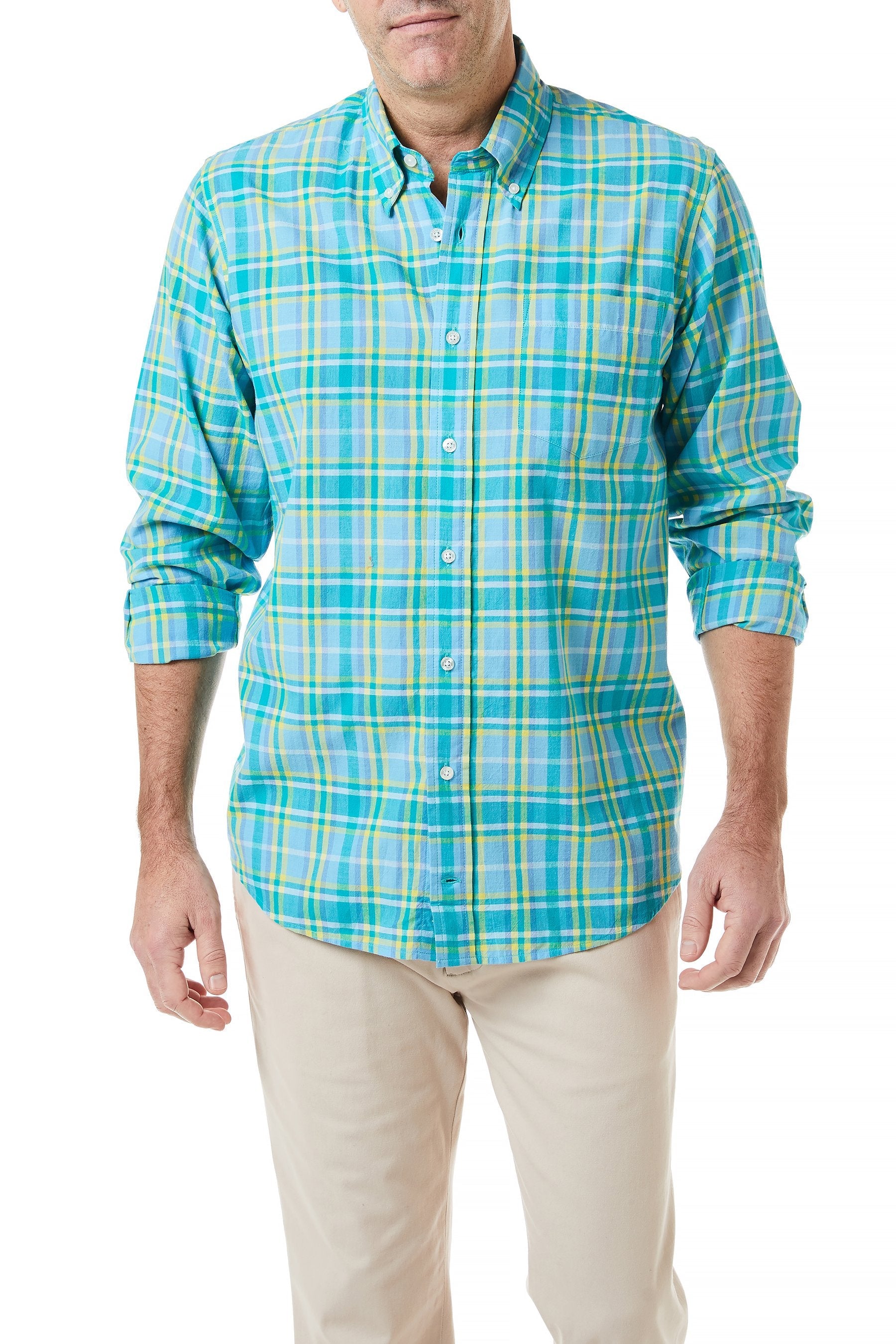 Men's Chase Shirt Spring Madras Plaid Casual Button Down Shirt - Perfect for Spring Outings, Beach Vacations & Casual Office Wear