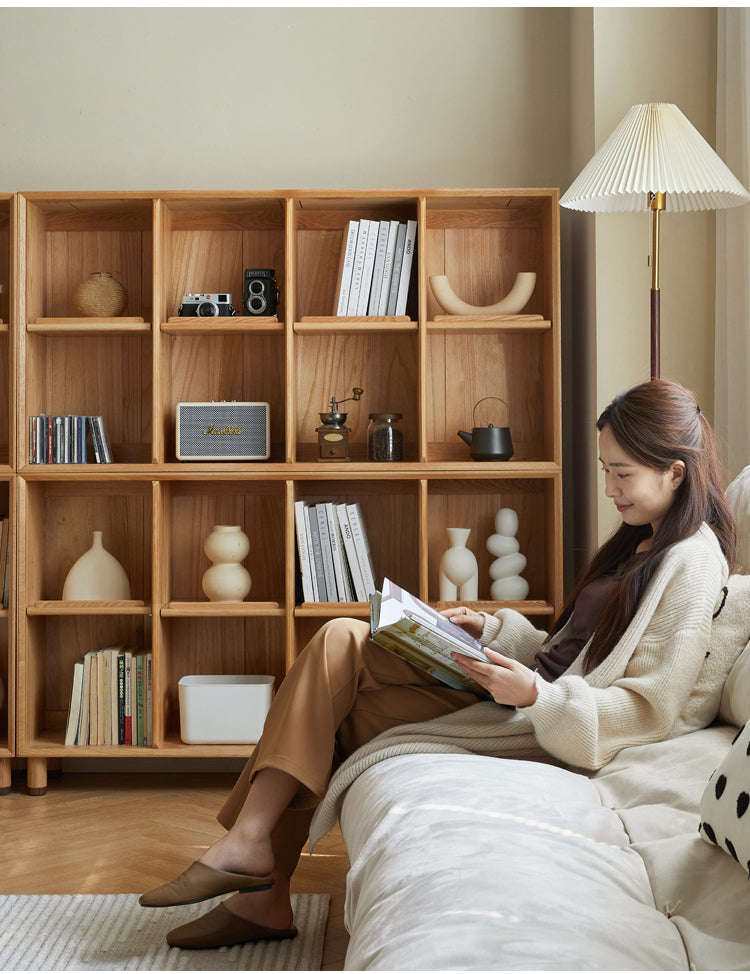 Oak Solid Wood Modern Creative Bookcase - Stylish Storage for Books & Home Decor | Perfect for Living Room, Office & Study Spaces
