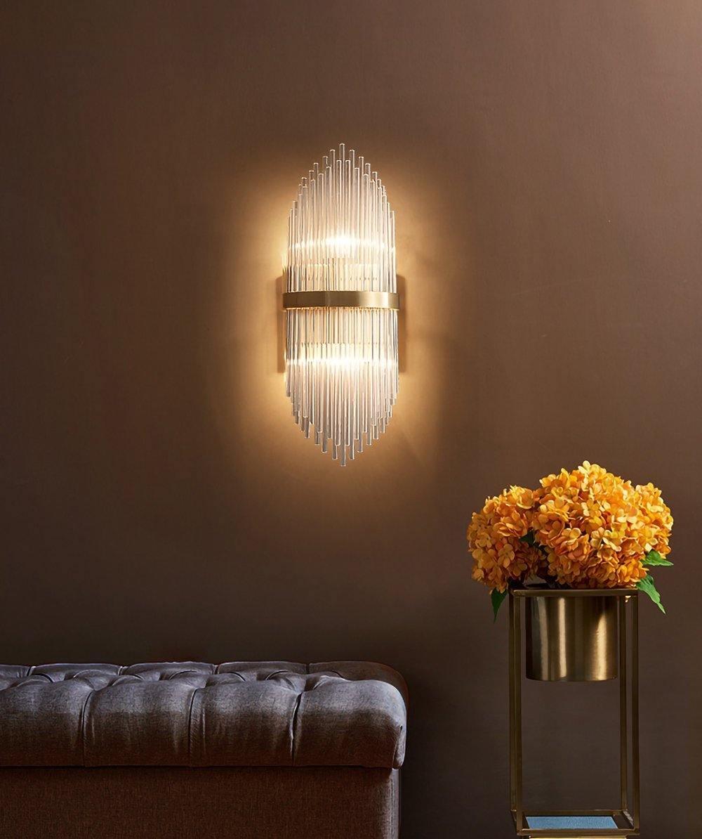 Elegant Crystal Wall Sconce Light Fixture - Modern Home Decor for Bedroom, Living Room & Hallway Lighting
