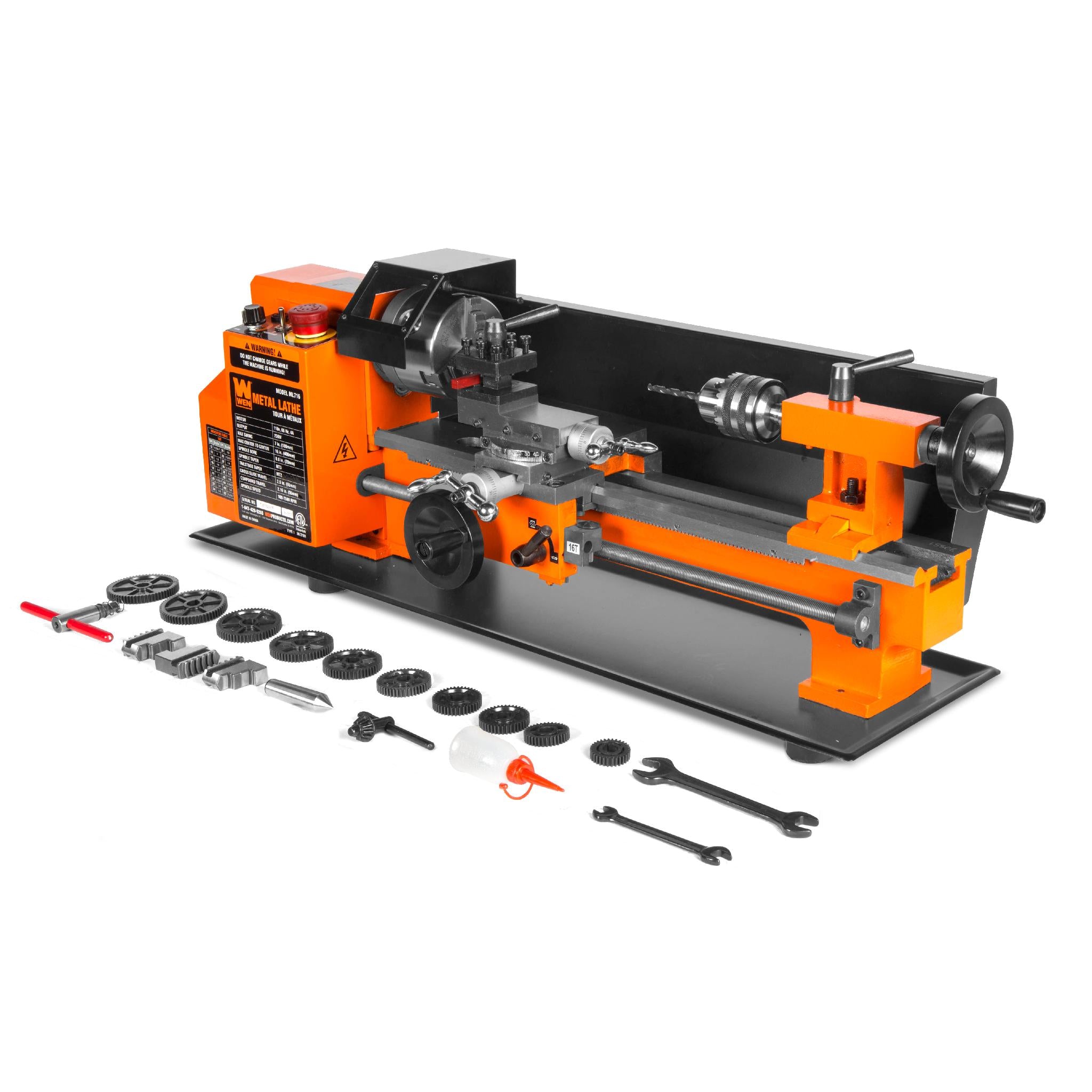WEN ML716 7x16 Inch Variable Speed Benchtop Metal Lathe - 2-Way Turning for Precision Metalworking | Ideal for DIY Projects & Small Workshops