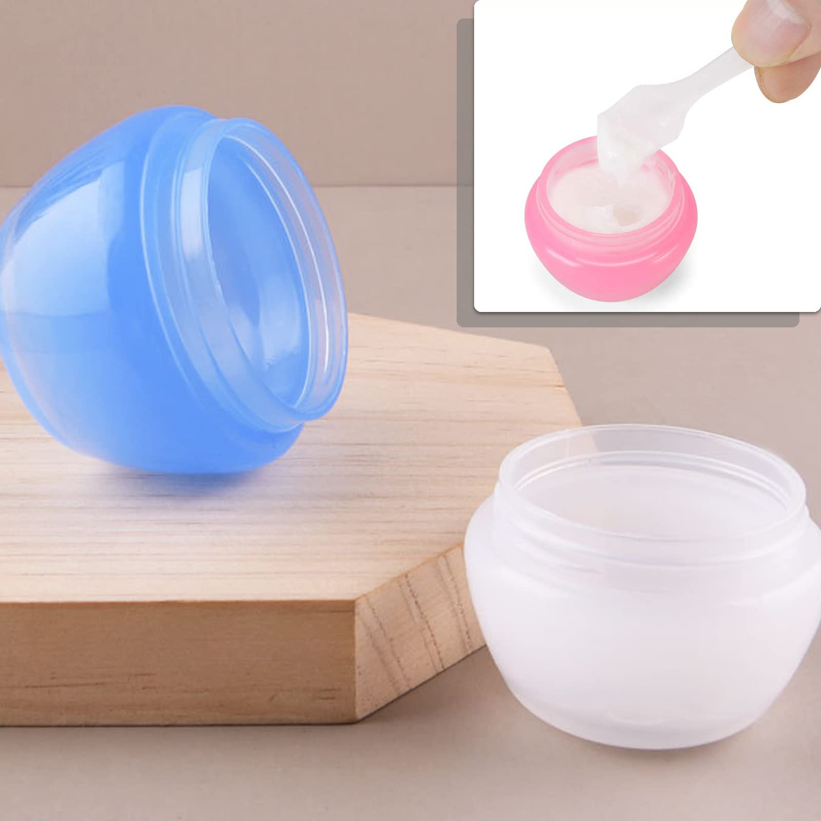MEITREND 6-Piece 20g Travel Containers for Toiletries - Leakproof Wide-Mouth Cream Jars with Lids, Clear Plastic Cosmetic Pots for Makeup, Skincare & Beauty Products - Perfect for Air Travel, Gym Bags & Home Organization