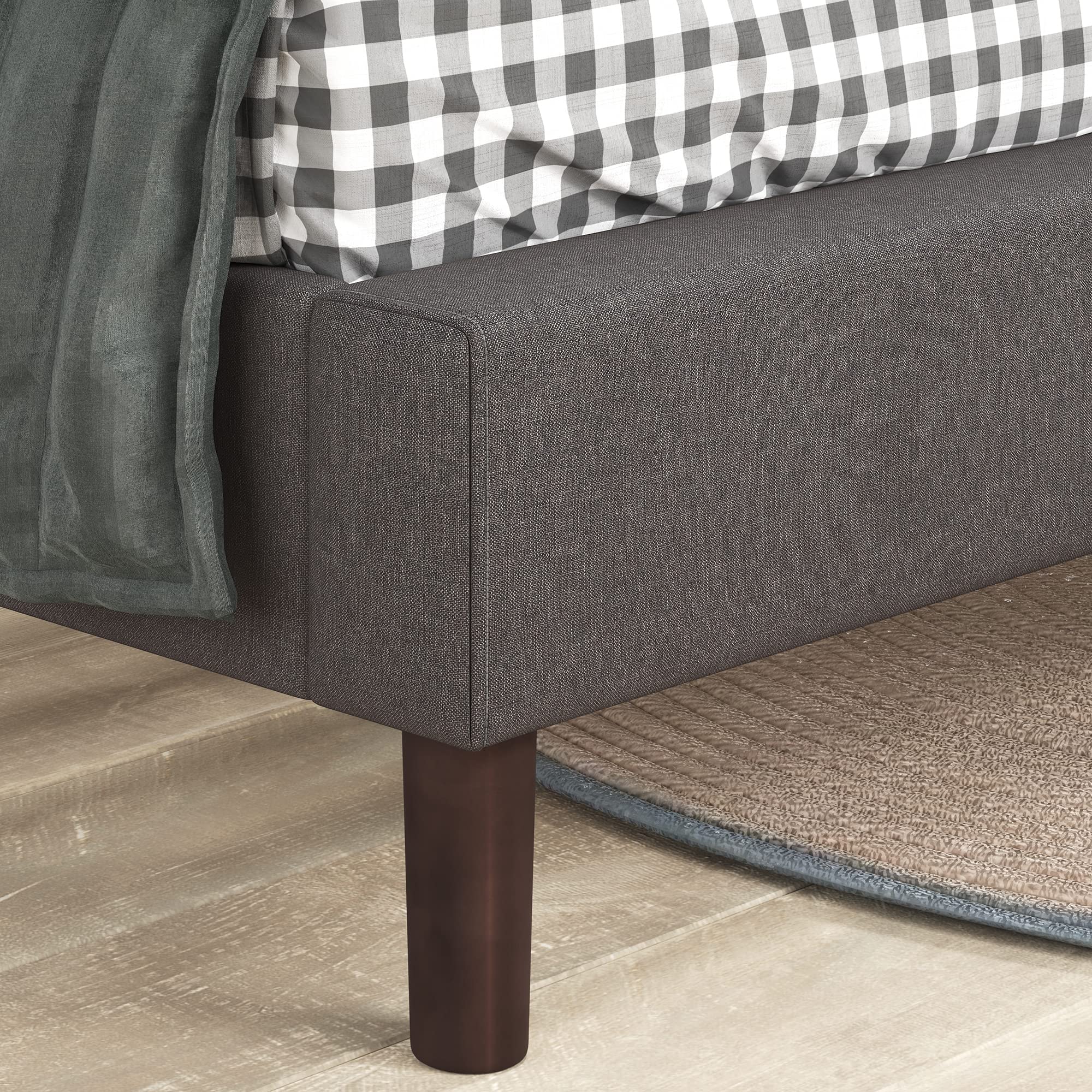 ZINUS Judy Upholstered Platform Bed Frame with Wood Slat Support - Full Size Grey Mattress Foundation - No Box Spring Needed - Easy Assembly - Perfect for Modern Bedrooms & Guest Rooms