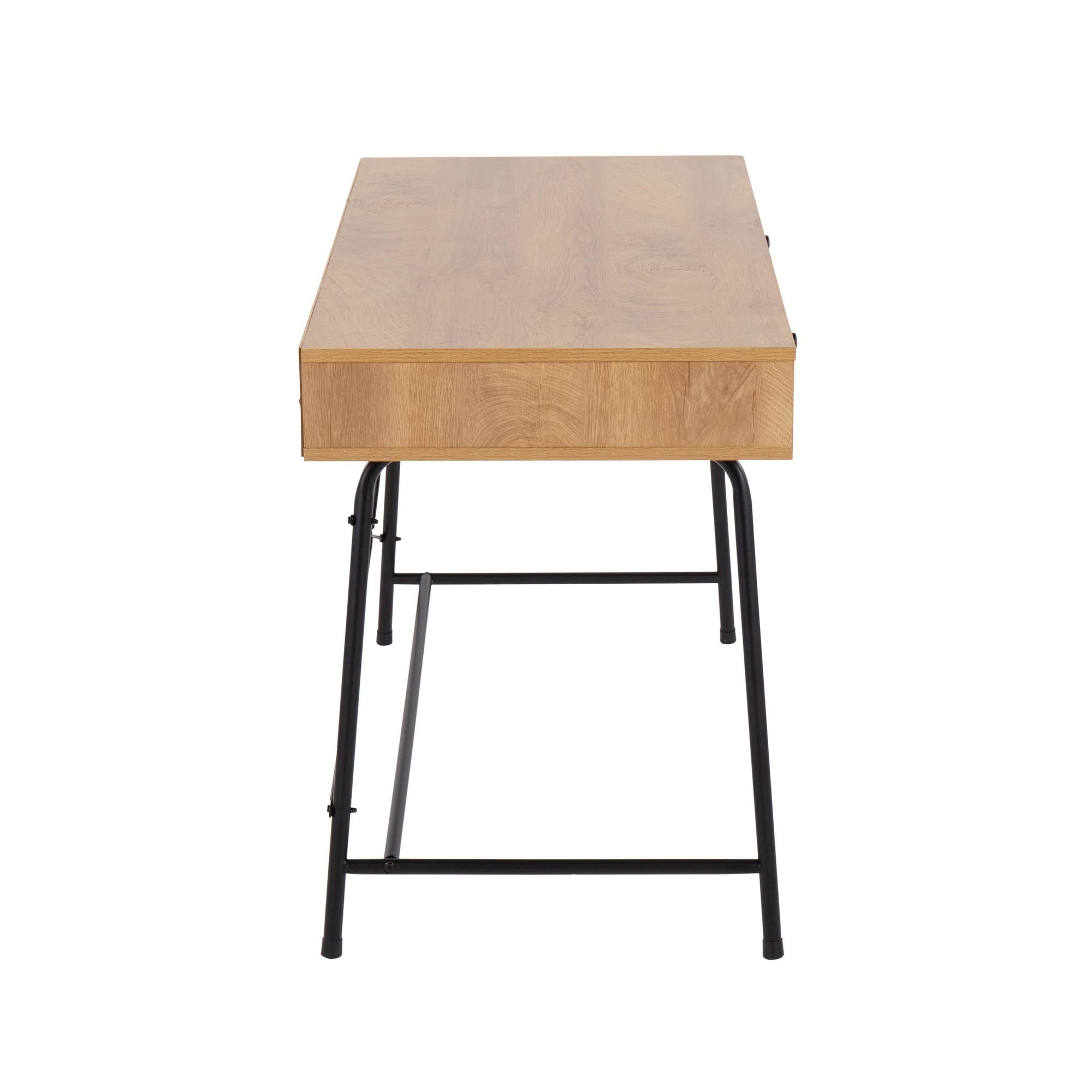 LumiSource Casper Brown Wood Desk - Home Office Desk with Drawers, Small Computer Desk for Bedroom & Gaming, Farmhouse Style Writing Table | Perfect for Remote Work, Online Classes & Small Space Living