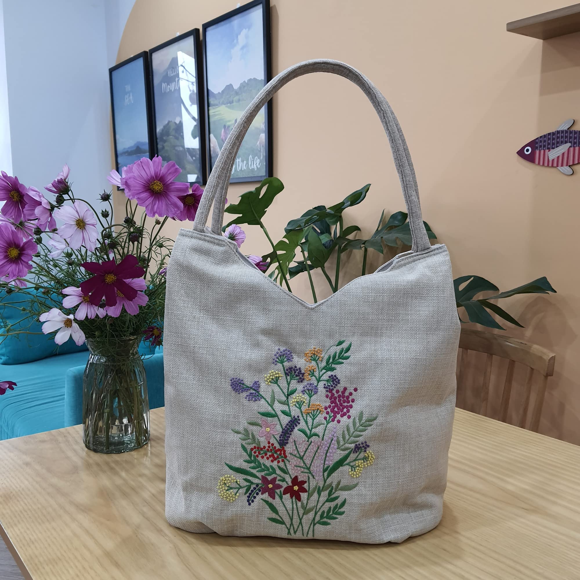 Stylish Embroidered Tote Bags for Women - Fashionable Shoulder Bag with Secure Zipper Closure - Perfect Hobo Handbag for Daily Use, Work & Travel - Ideal Mother's Day Gift for Women