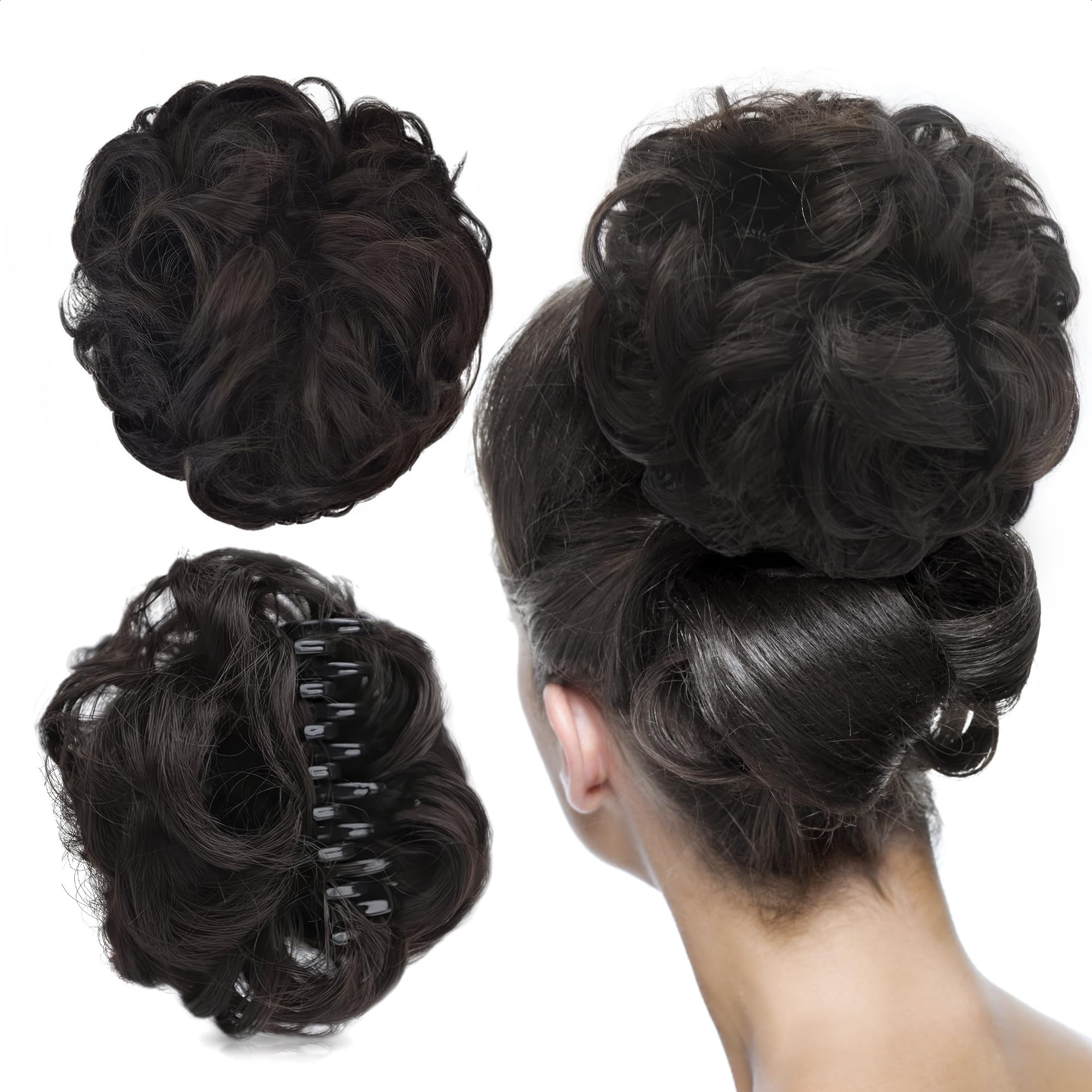 Messy Hair Bun Clip with Hair Attached - Seamless Hair Extensions Scrunchies & Claw Clip for Women | Perfect for Updos, Ponytails & Everyday Hairstyles | Wiggy Hair Bun Maker Accessory