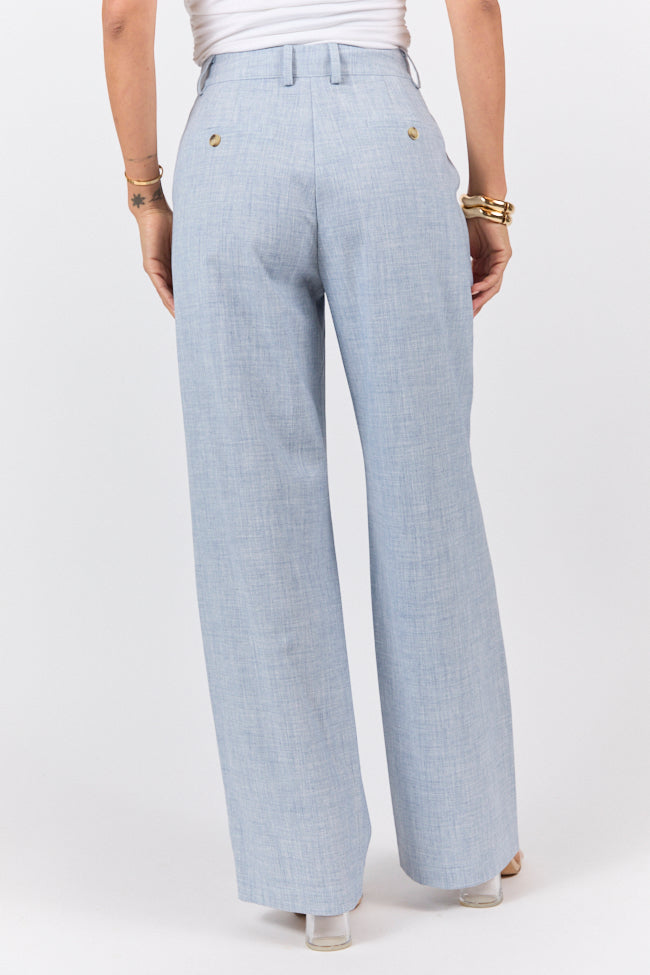 Effortless Style Chambray Woven Trousers for Women - Comfortable Casual Pants for Work, Travel & Everyday Wear